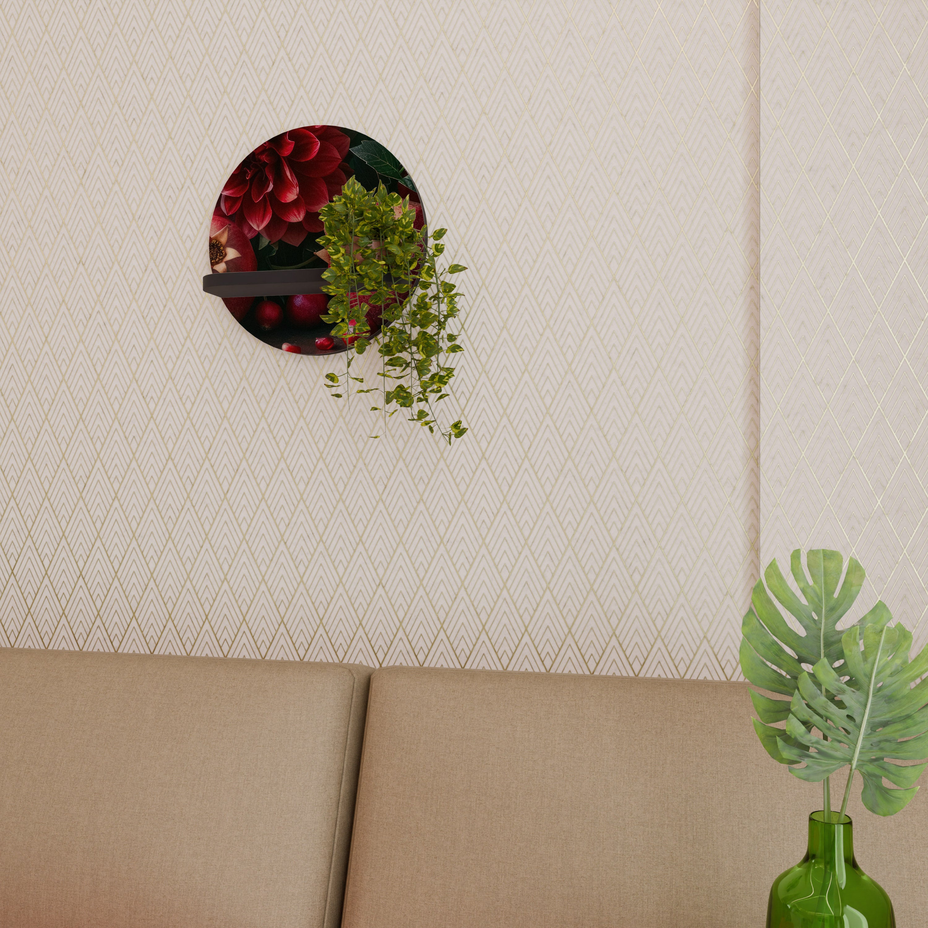 DAHLIAS AND POMEGRANATES Półka okrągła Czarna