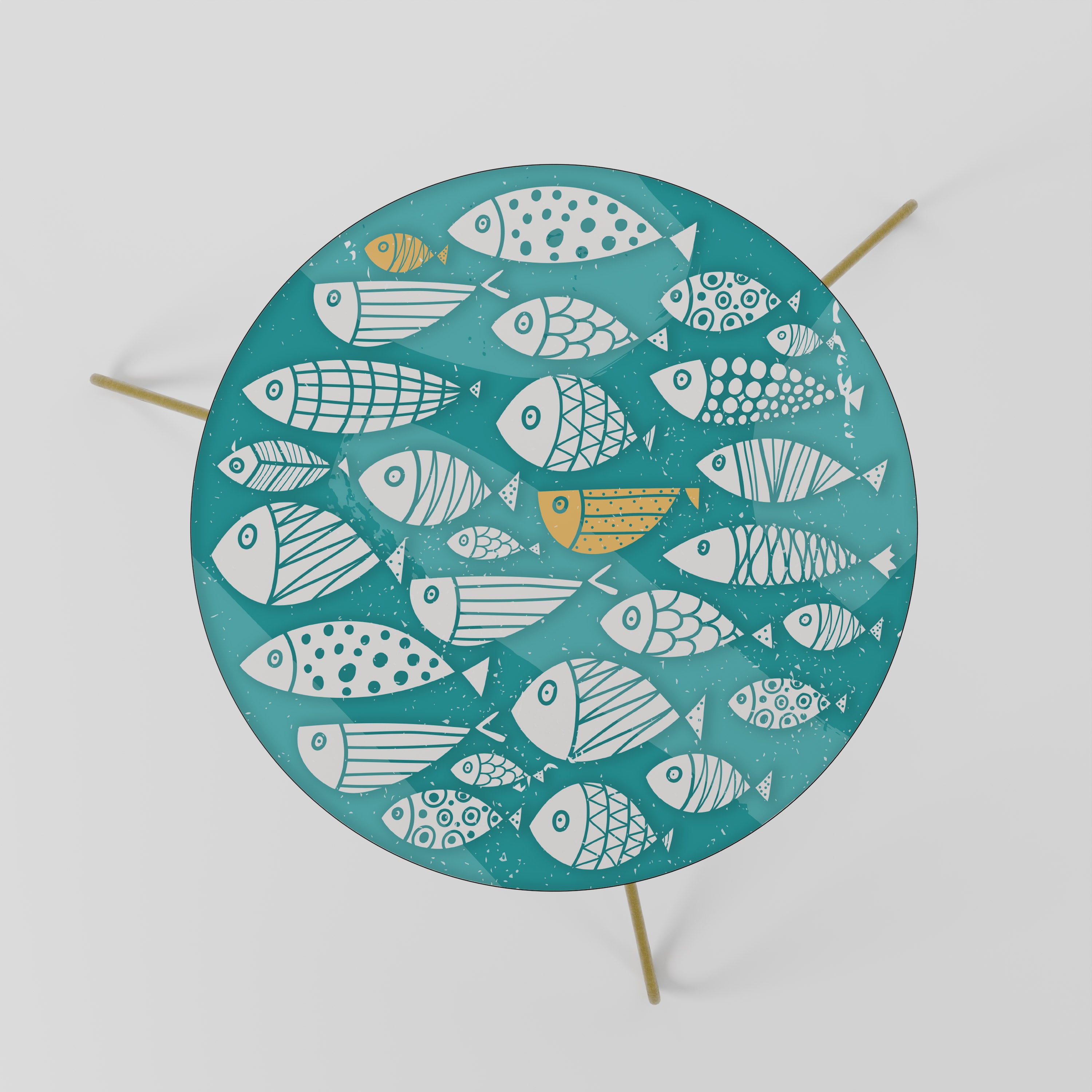 FISHY FOLK ART Stolik kawowy mały