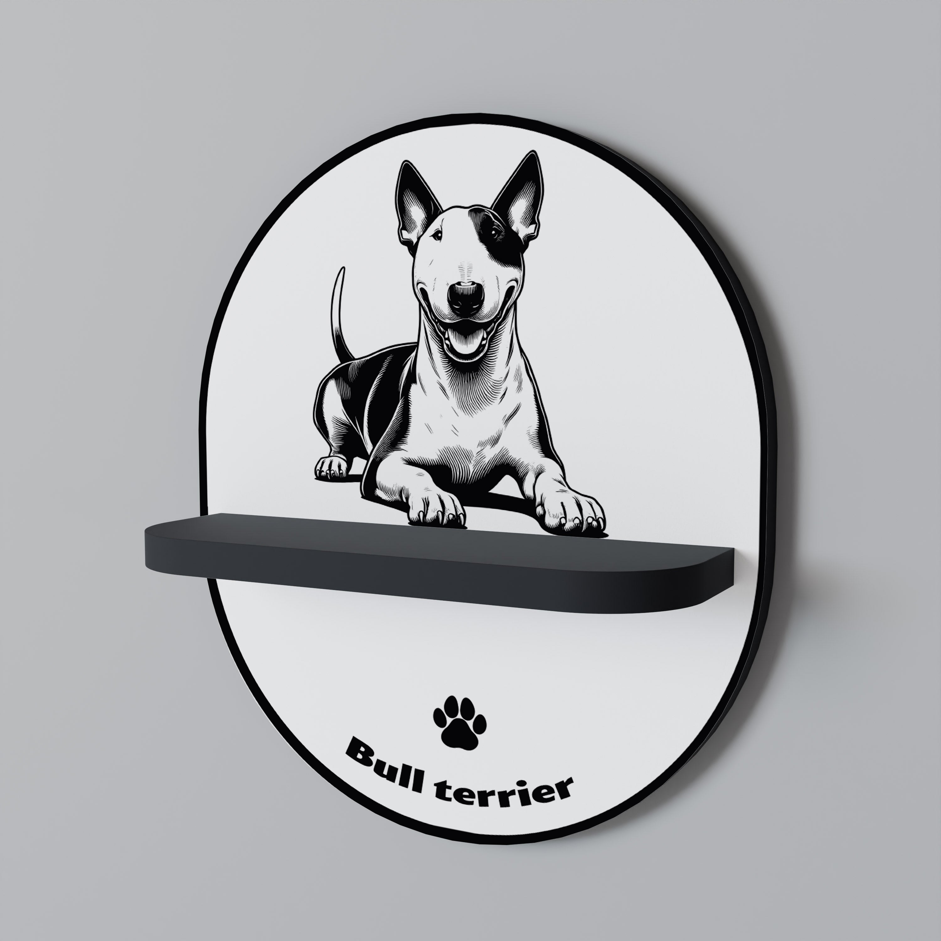 BULL TERRIER Półka owalna Czarna