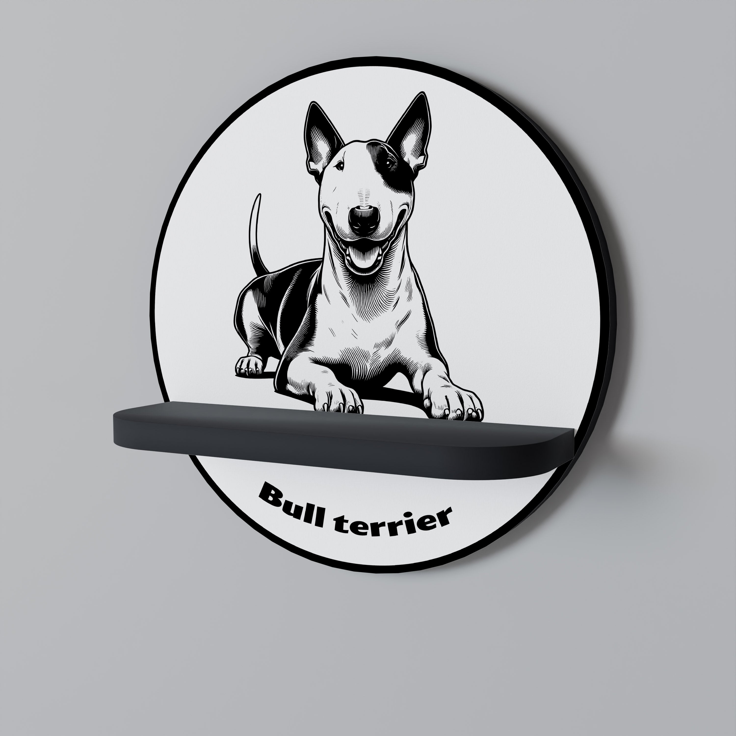BULL TERRIER Półka okrągła Czarna