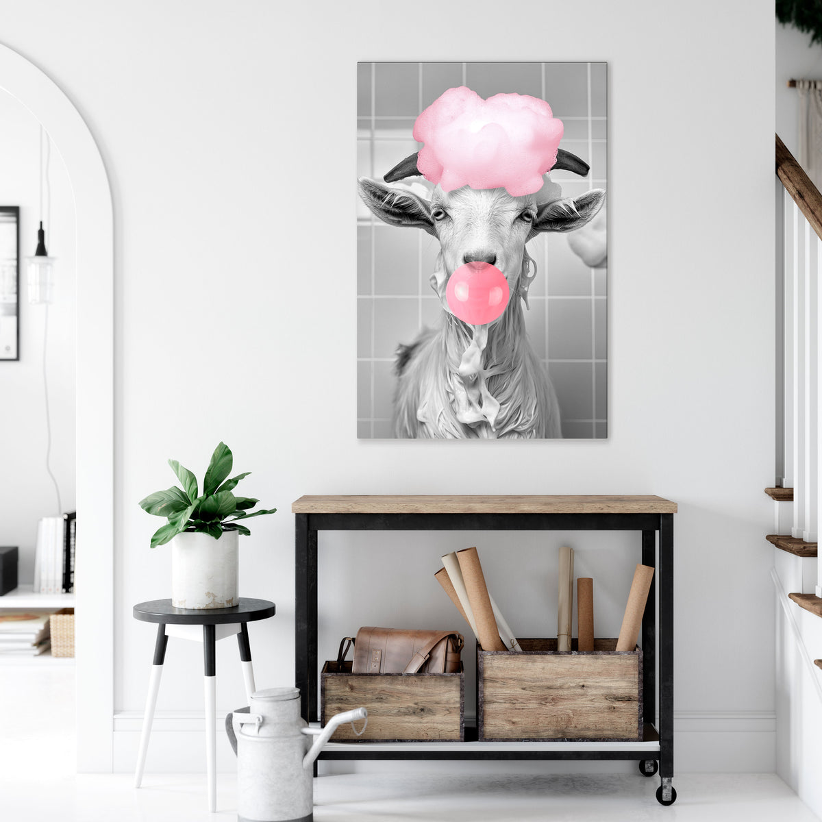 BUBBLEGUM BOVINE BLISS Pionowy obraz na płótnie