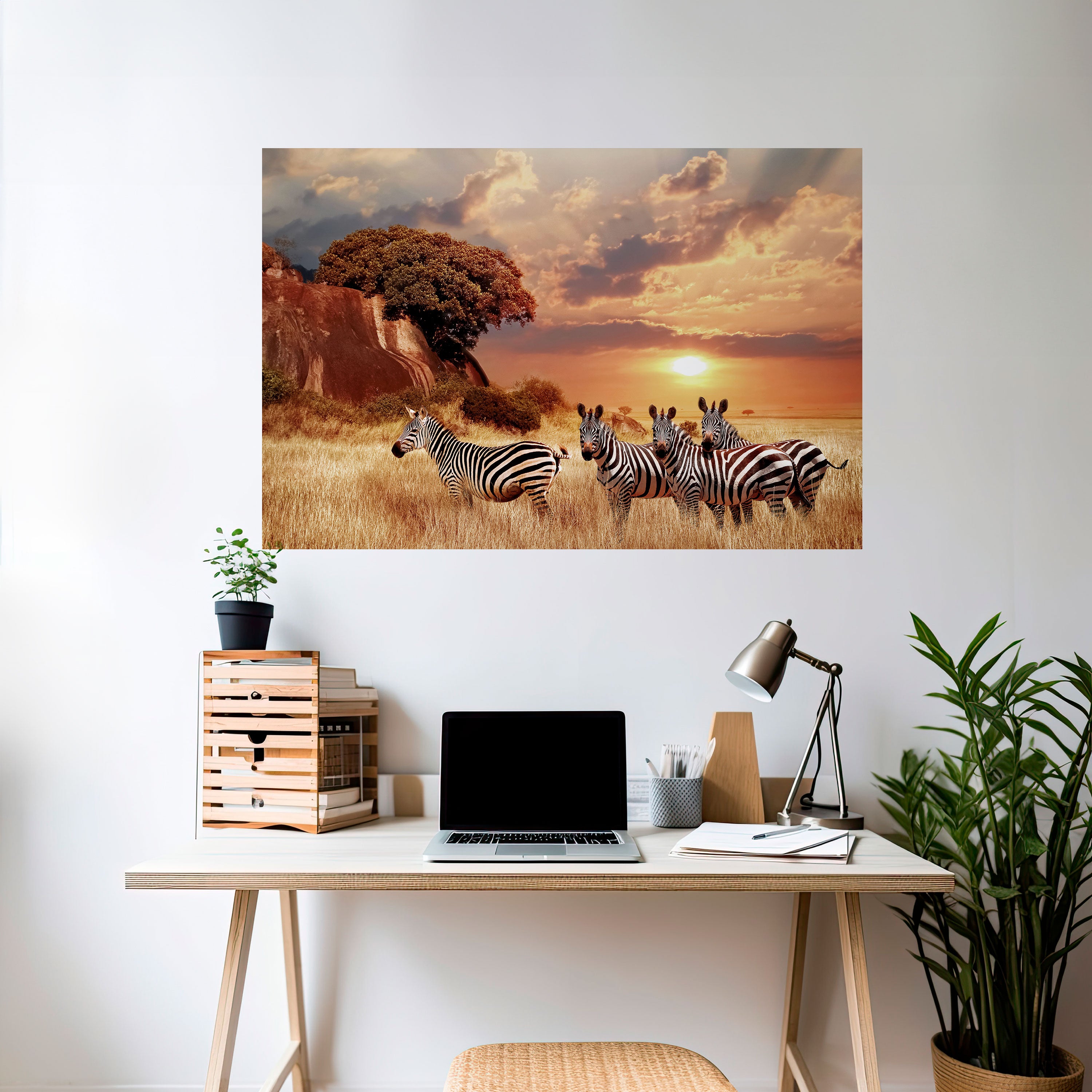 ZEBRA SUNSET SERENADE Naklejka/Plakat poziomy