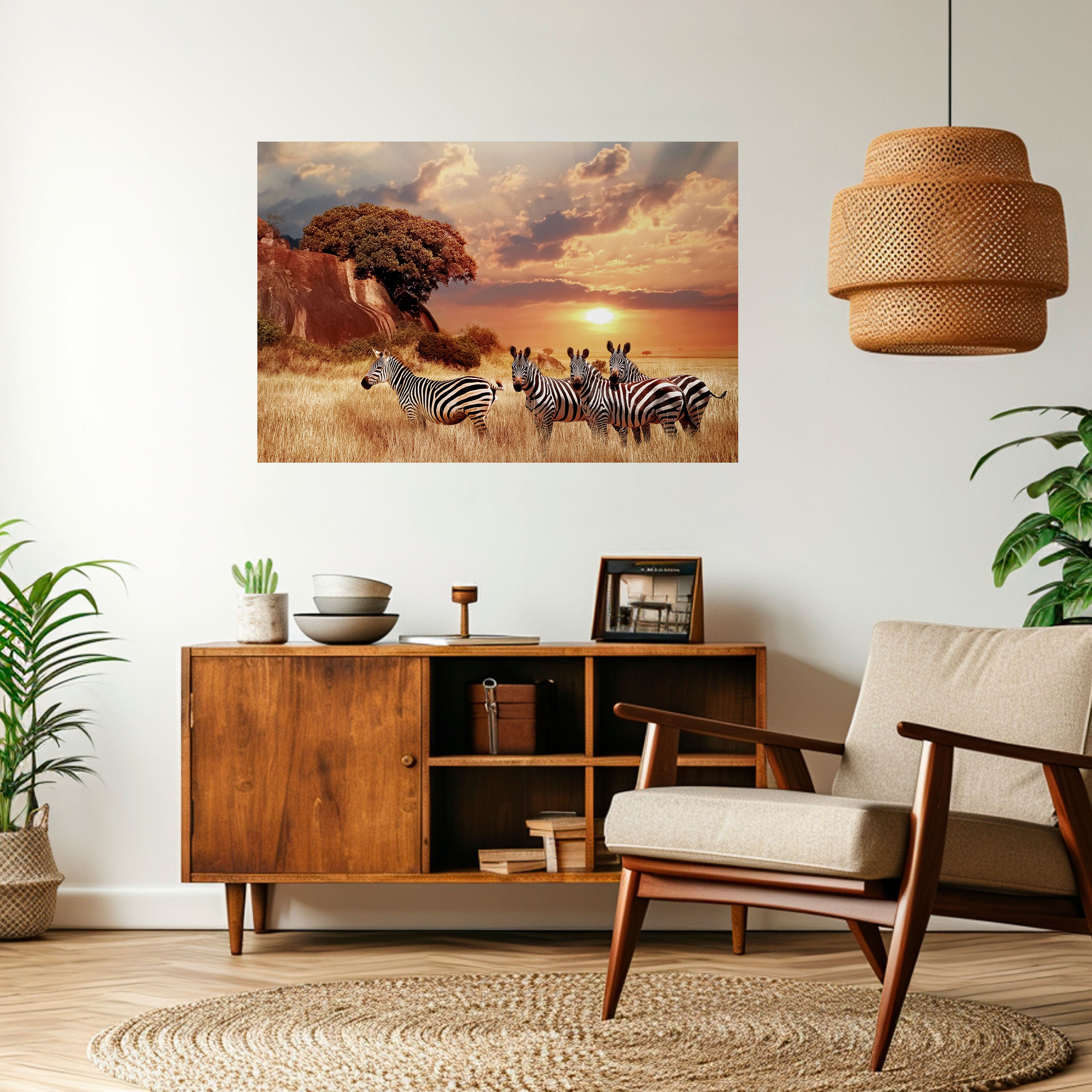 ZEBRA SUNSET SERENADE Naklejka/Plakat poziomy