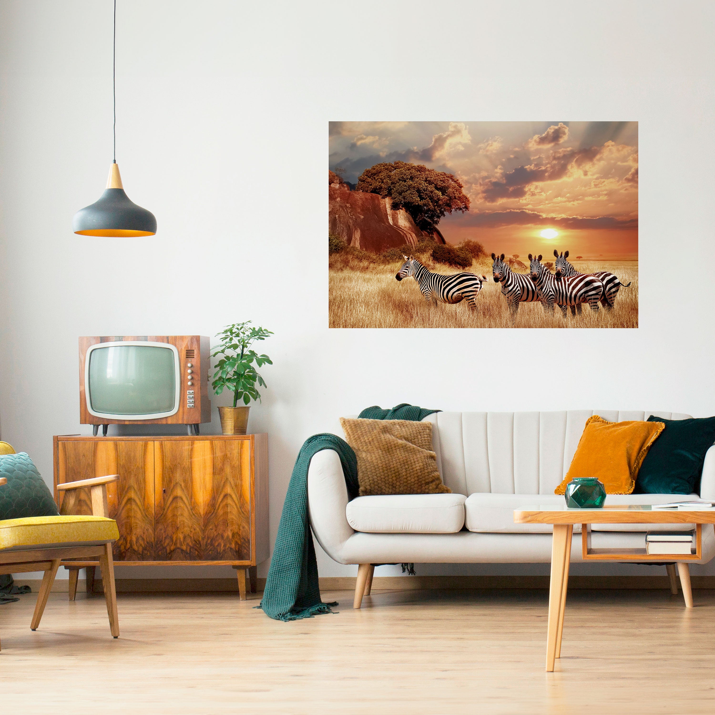 ZEBRA SUNSET SERENADE Naklejka/Plakat poziomy