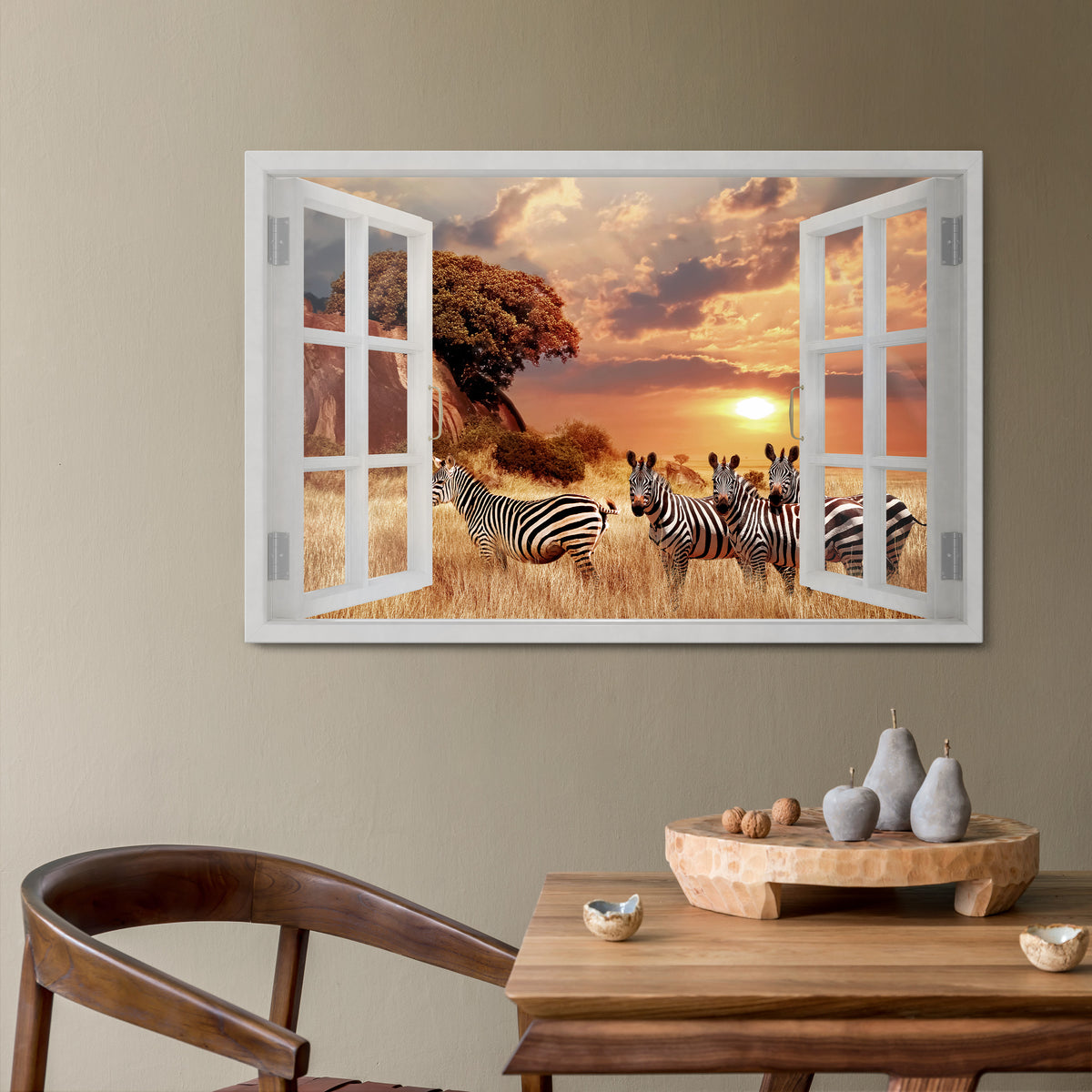 ZEBRA SUNSET VISTA Poziomy obraz na płótnie