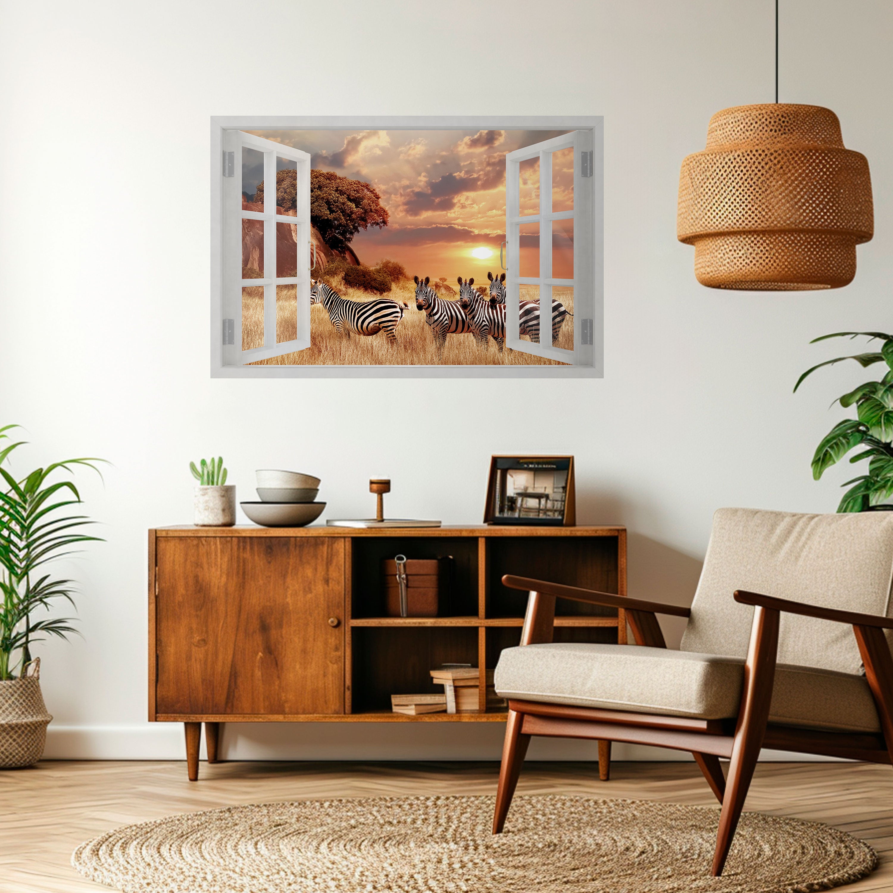 ZEBRA SUNSET VISTA Naklejka/Plakat poziomy