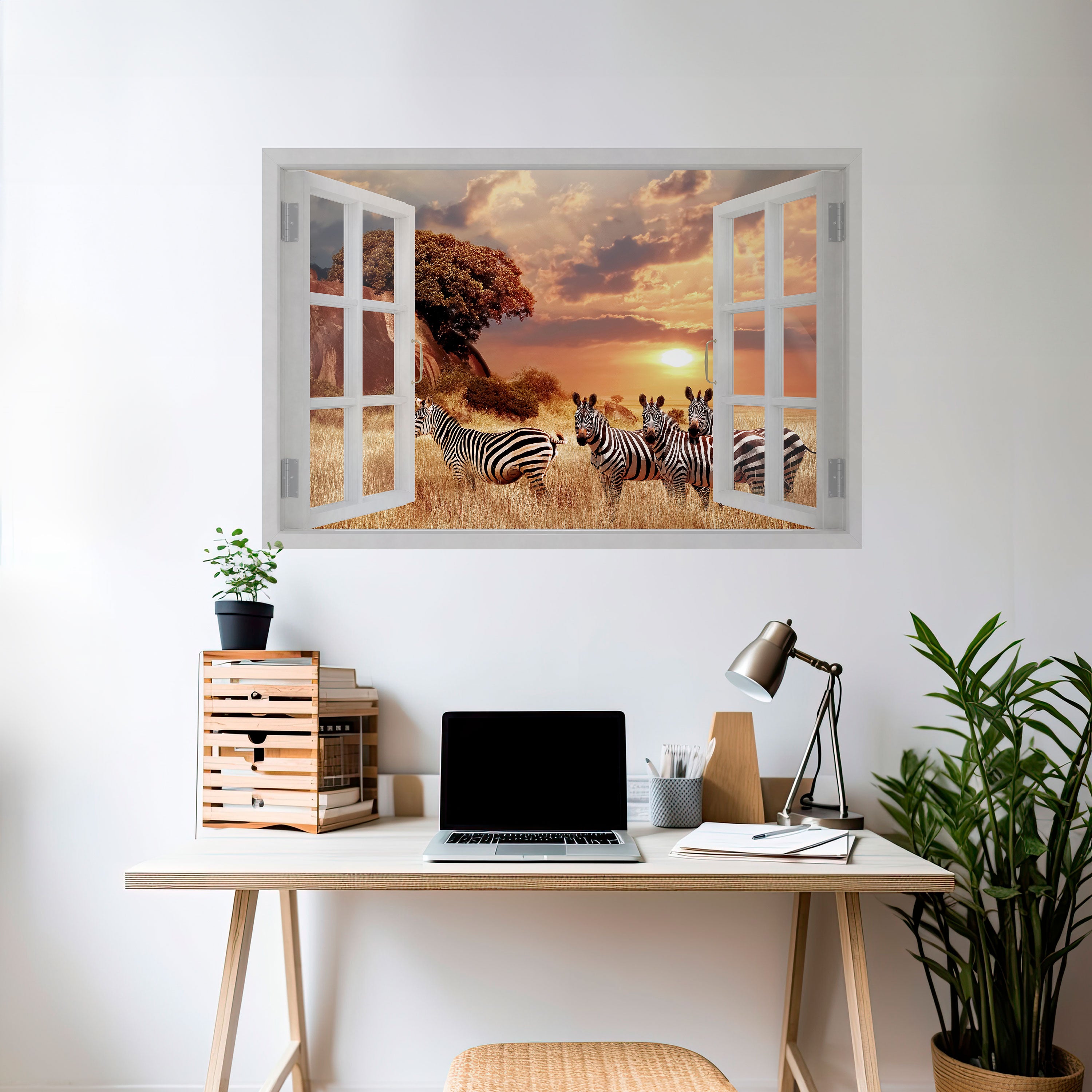 ZEBRA SUNSET VISTA Naklejka/Plakat poziomy