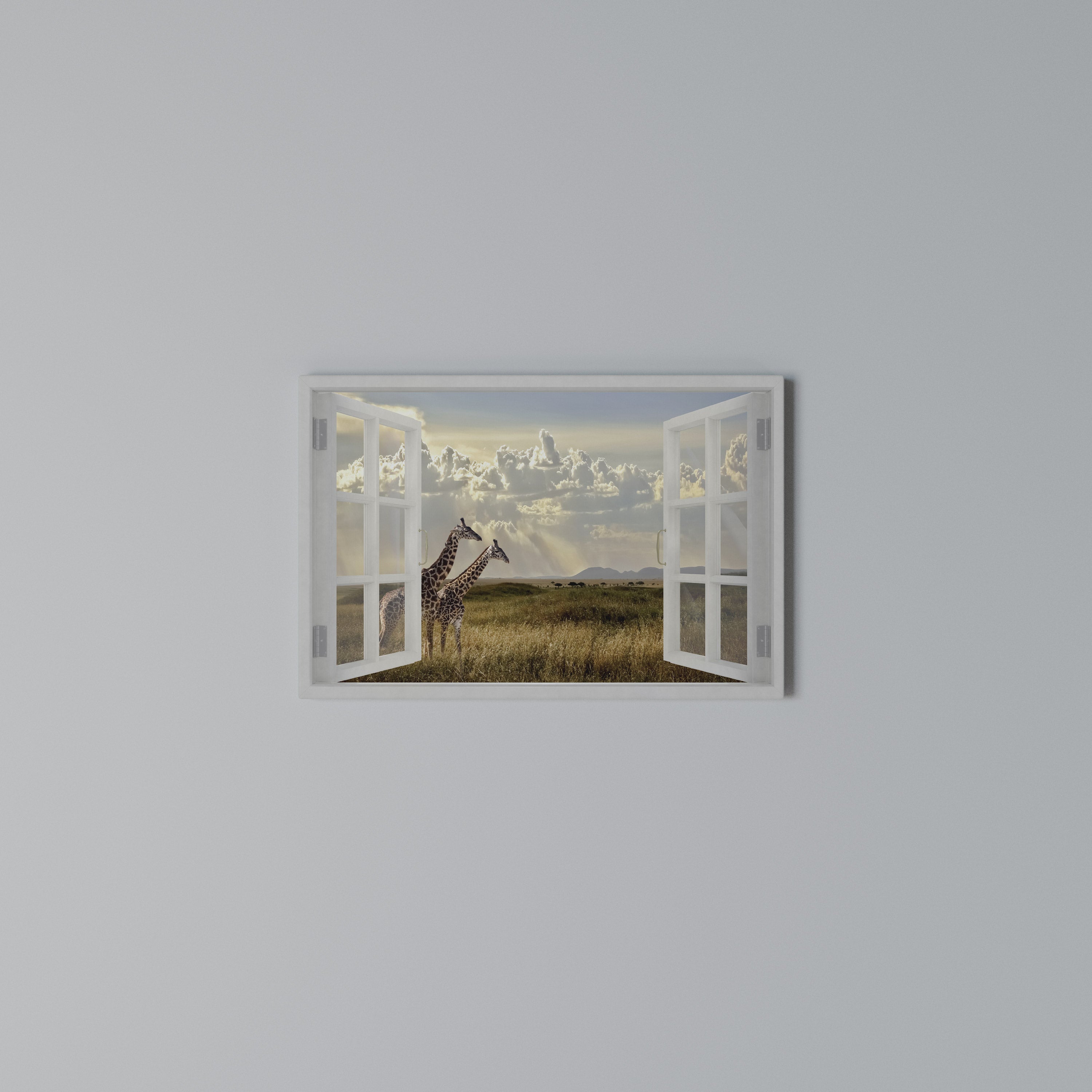 GIRAFFE GAZE WINDOW Poziomy obraz na płótnie