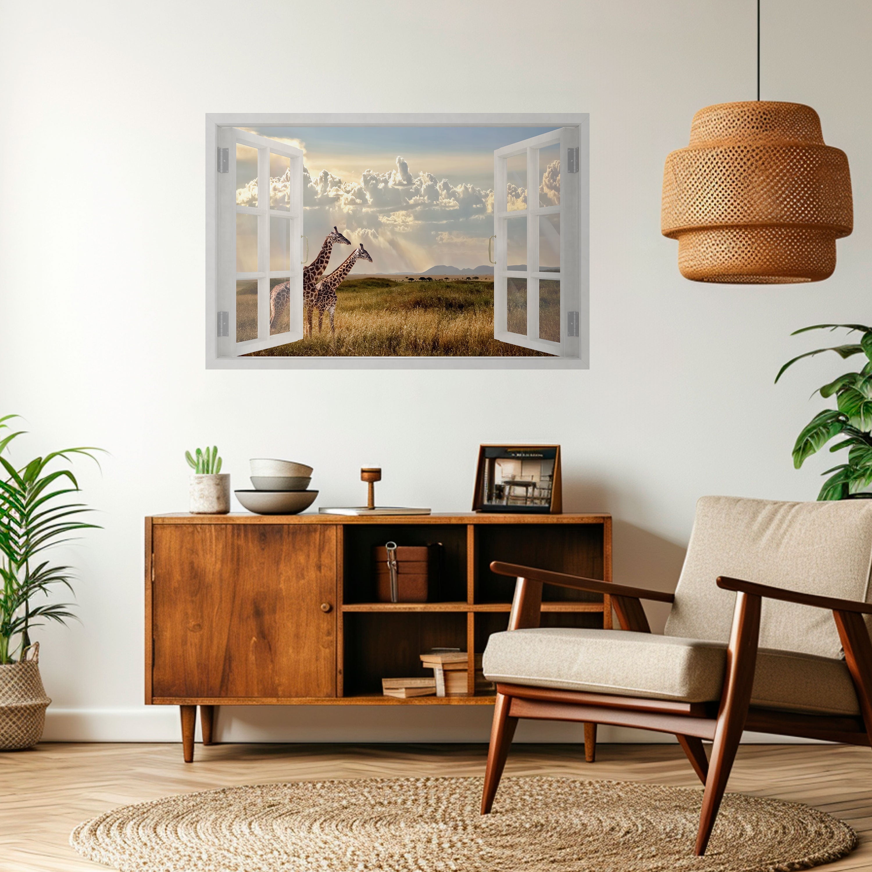 GIRAFFE GAZE WINDOW Naklejka/Plakat poziomy