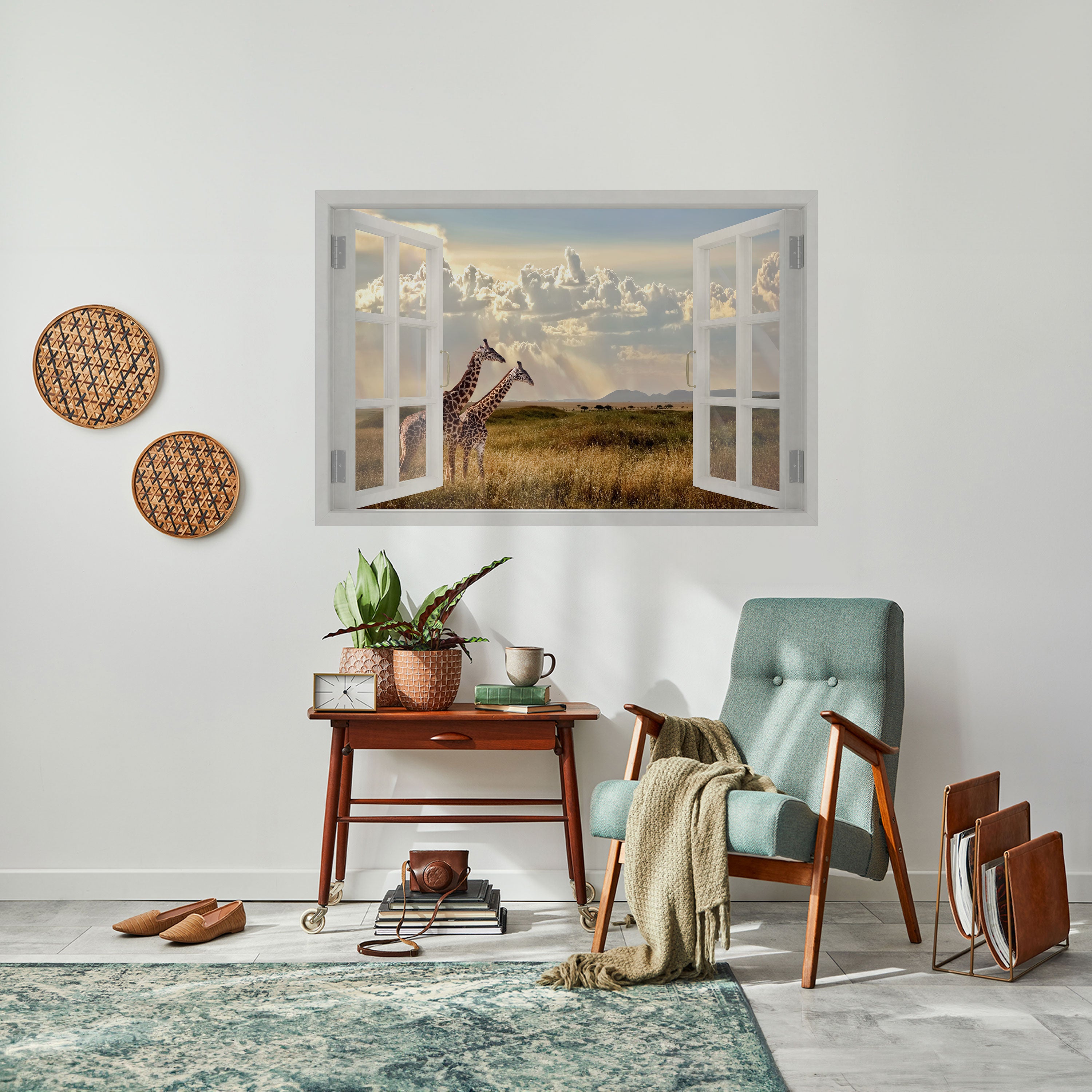 GIRAFFE GAZE WINDOW Naklejka/Plakat poziomy