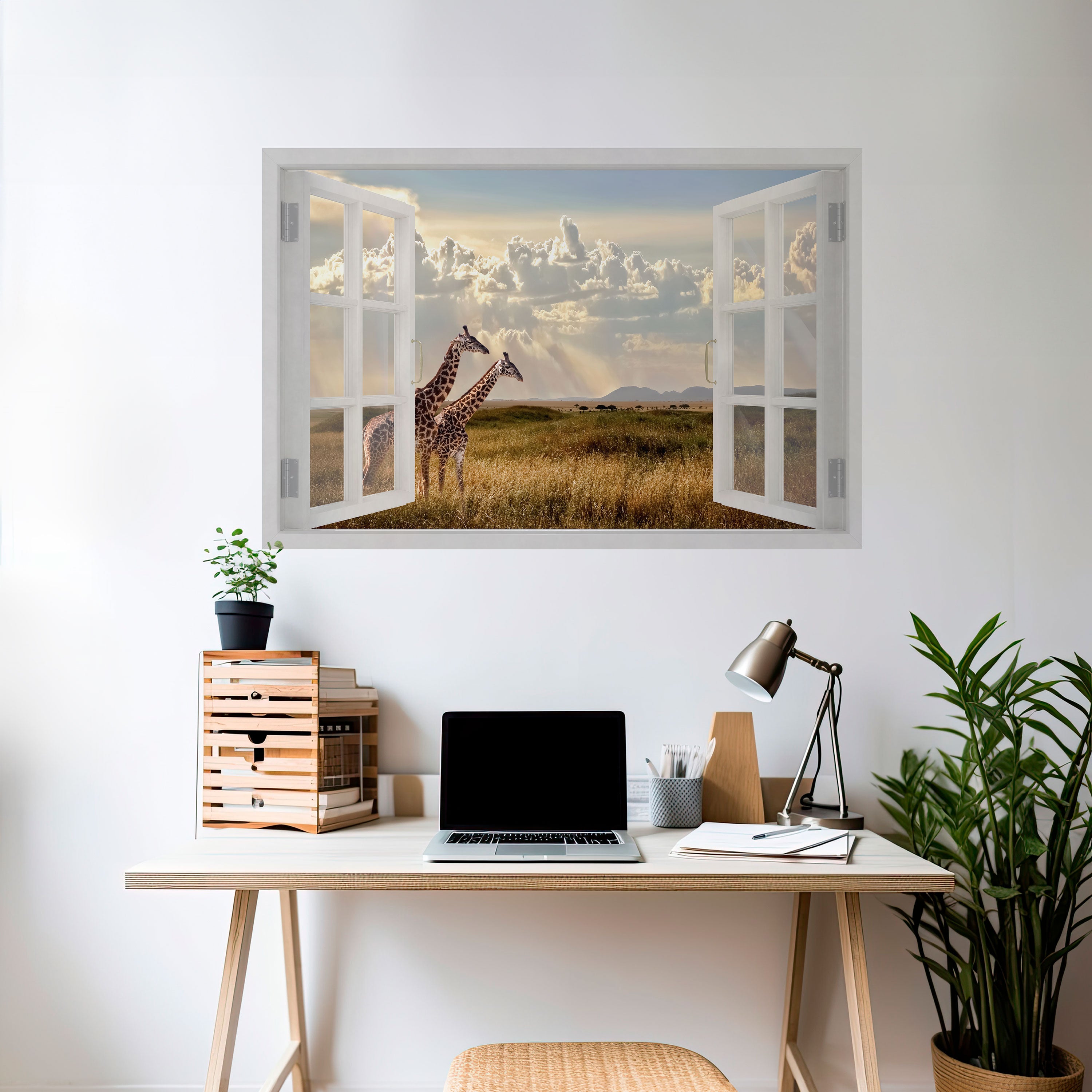 GIRAFFE GAZE WINDOW Naklejka/Plakat poziomy