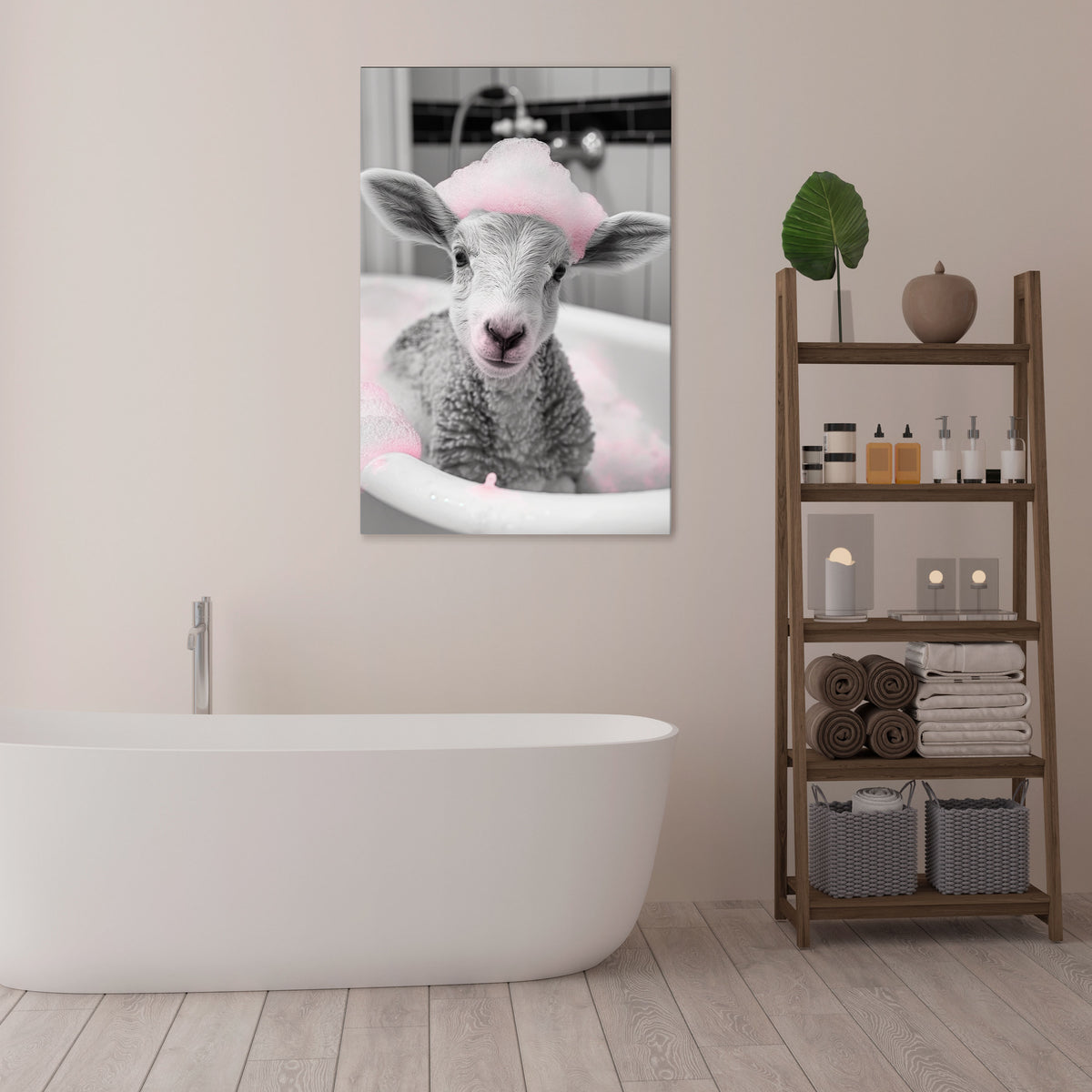 PINK CLOUD BATH TIME Pionowy obraz na płótnie