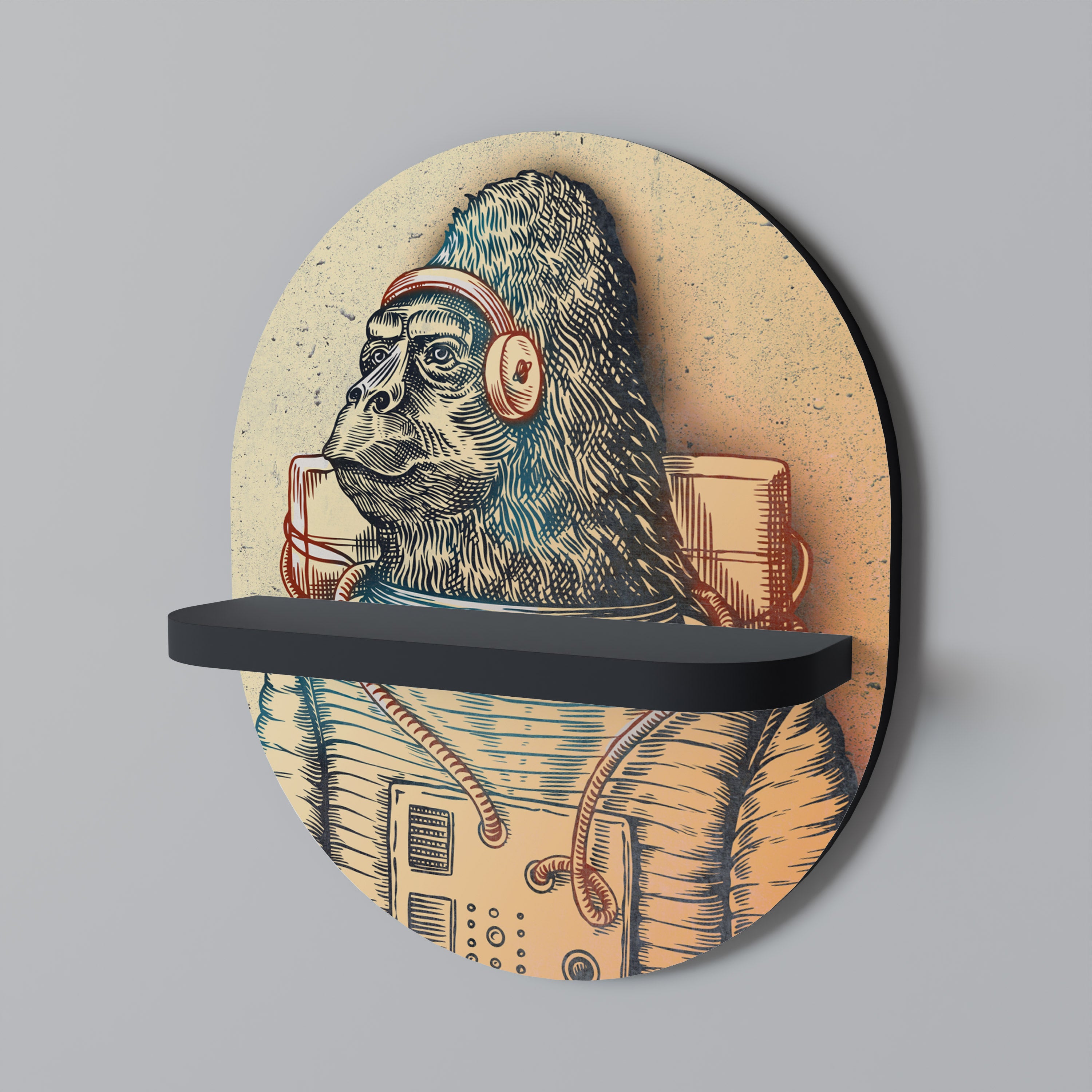 GORILLA GROOVE Półka owalna Czarna