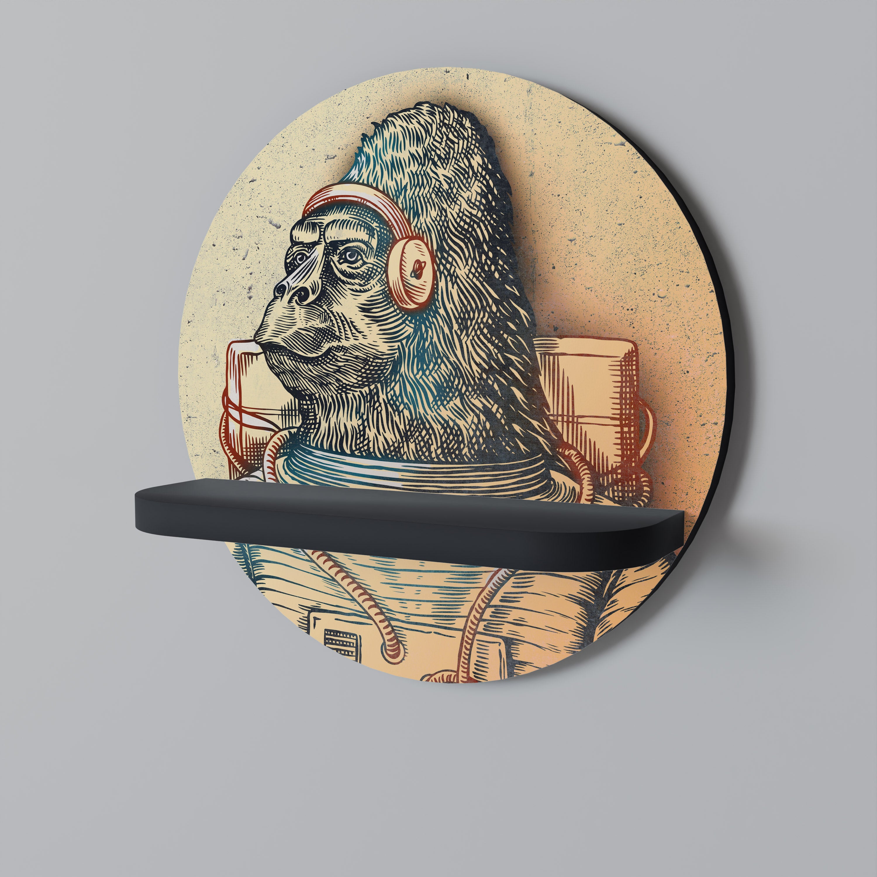 GORILLA GROOVE Półka okrągła Czarna