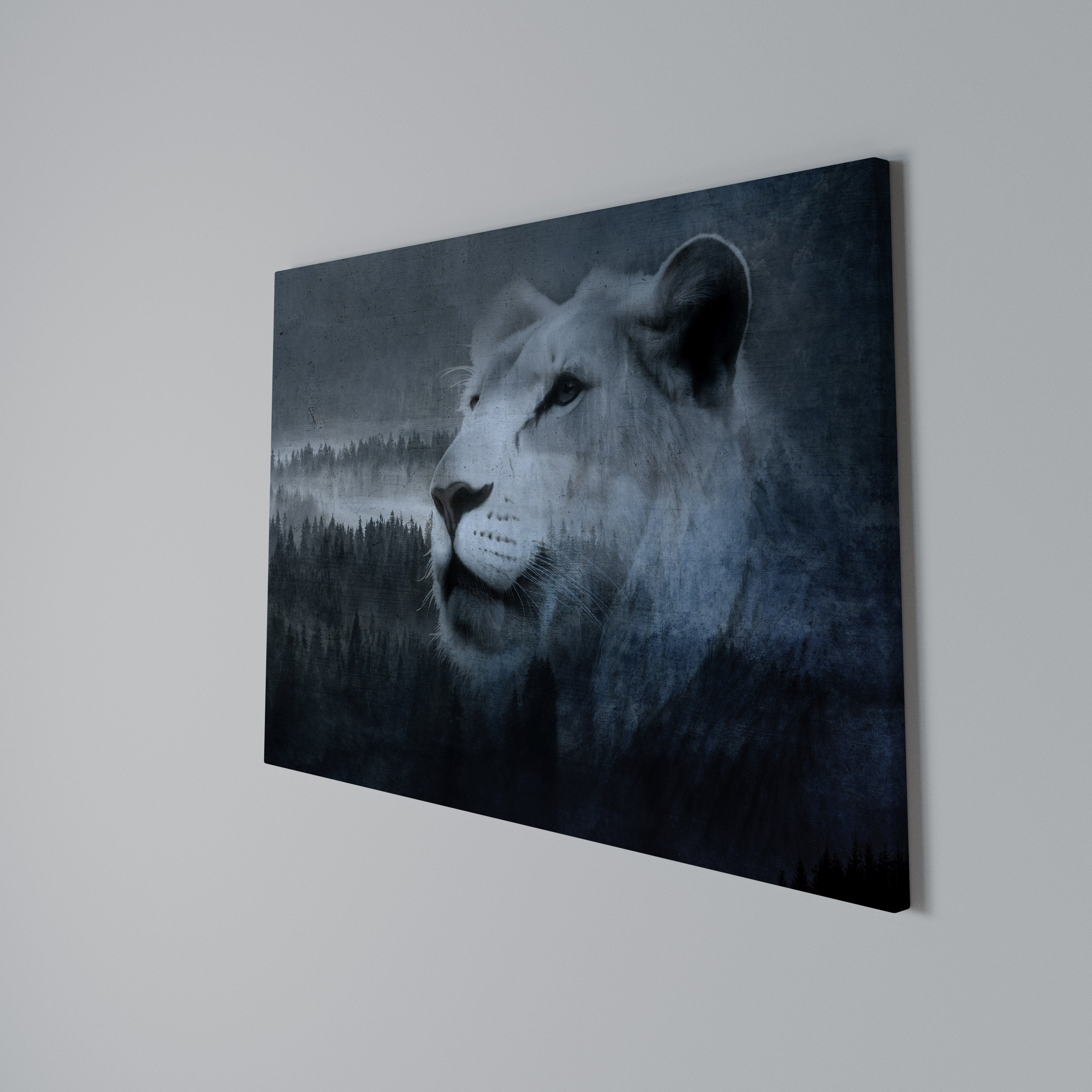 LION'S HARMONY IN BLUE Poziomy obraz na płótnie