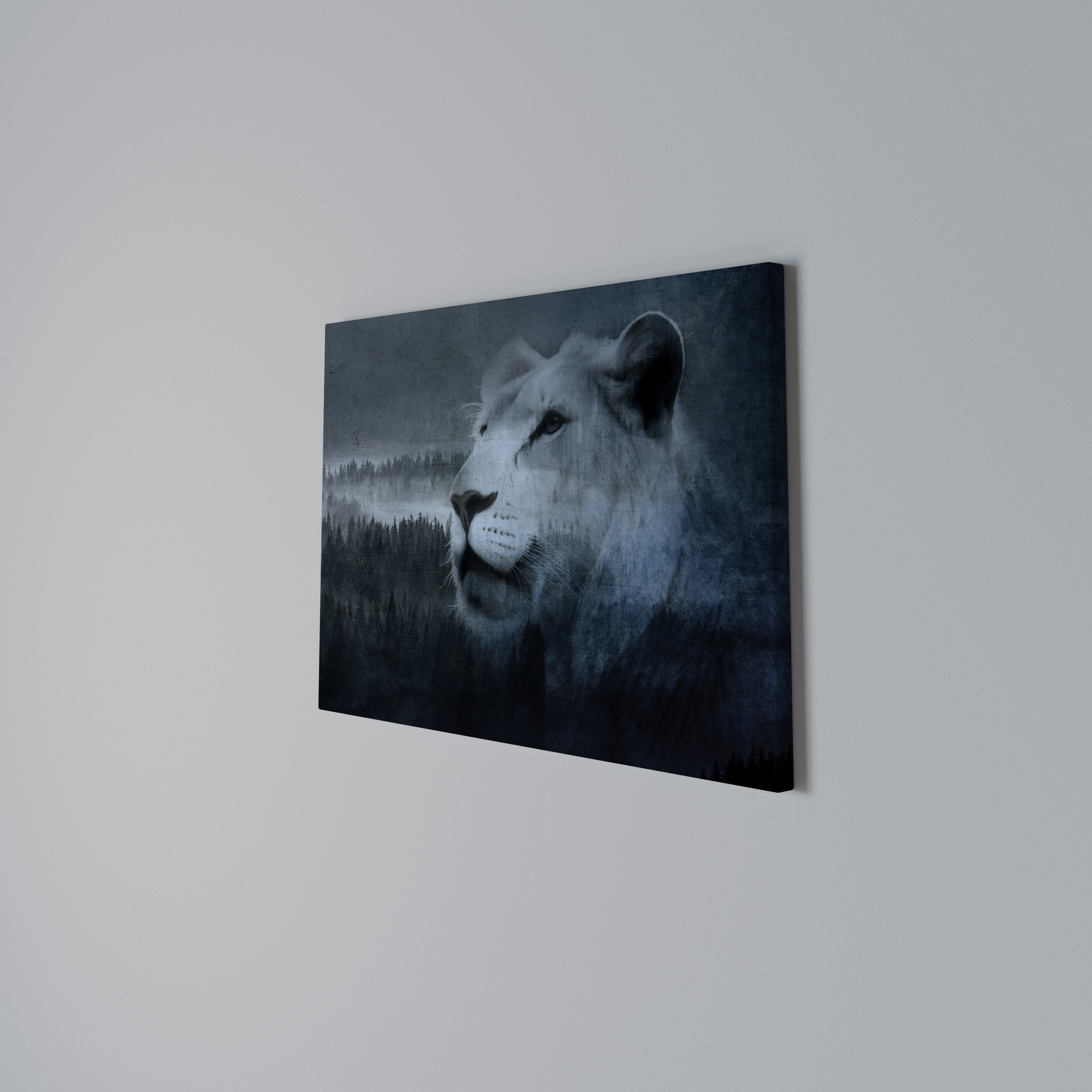 LION'S HARMONY IN BLUE Poziomy obraz na płótnie