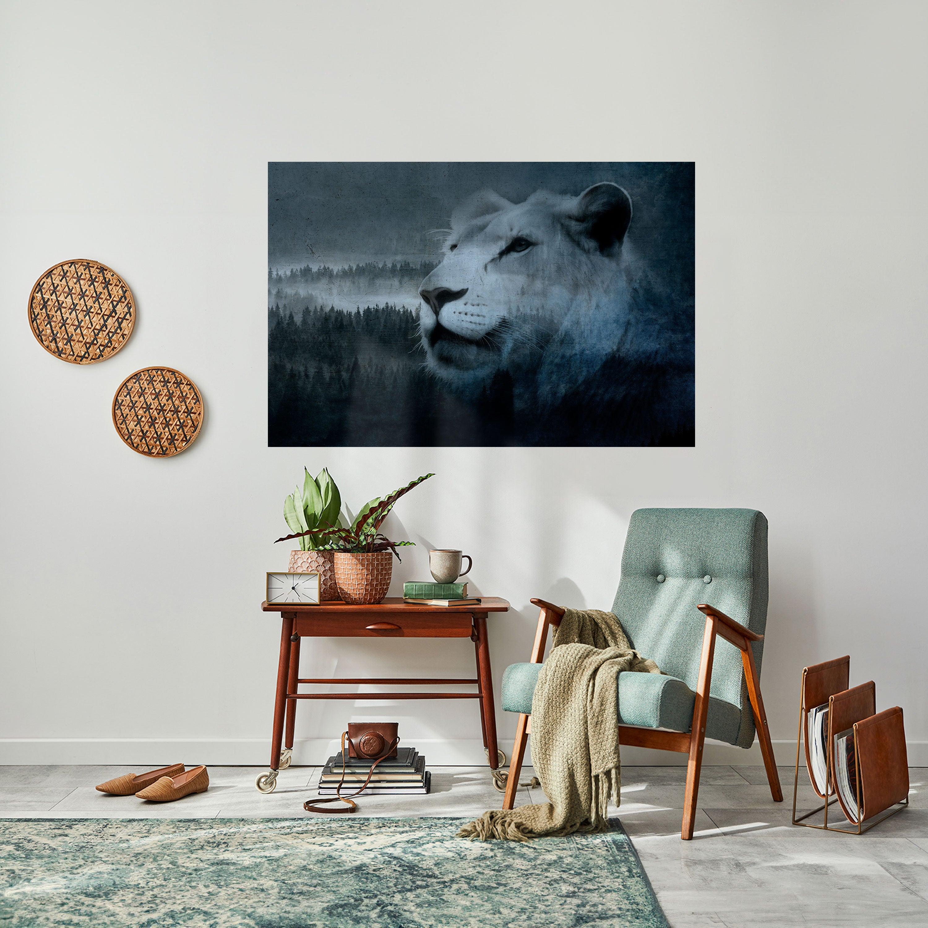 LION'S HARMONY IN BLUE Naklejka/Plakat poziomy