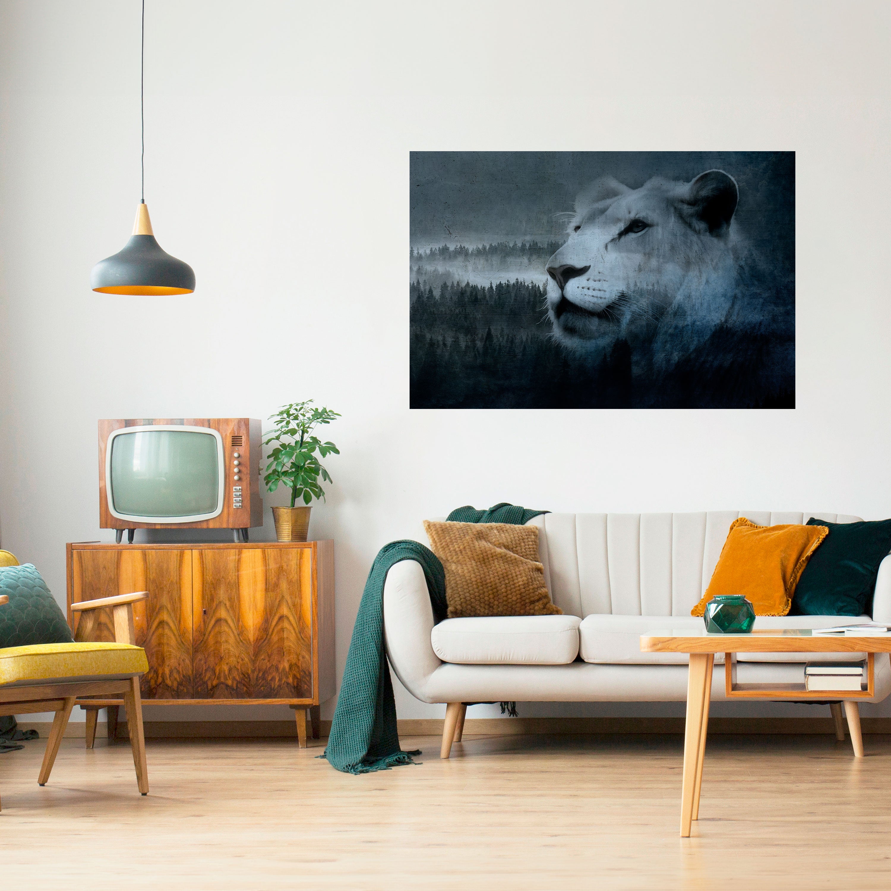 LION'S HARMONY IN BLUE Naklejka/Plakat poziomy