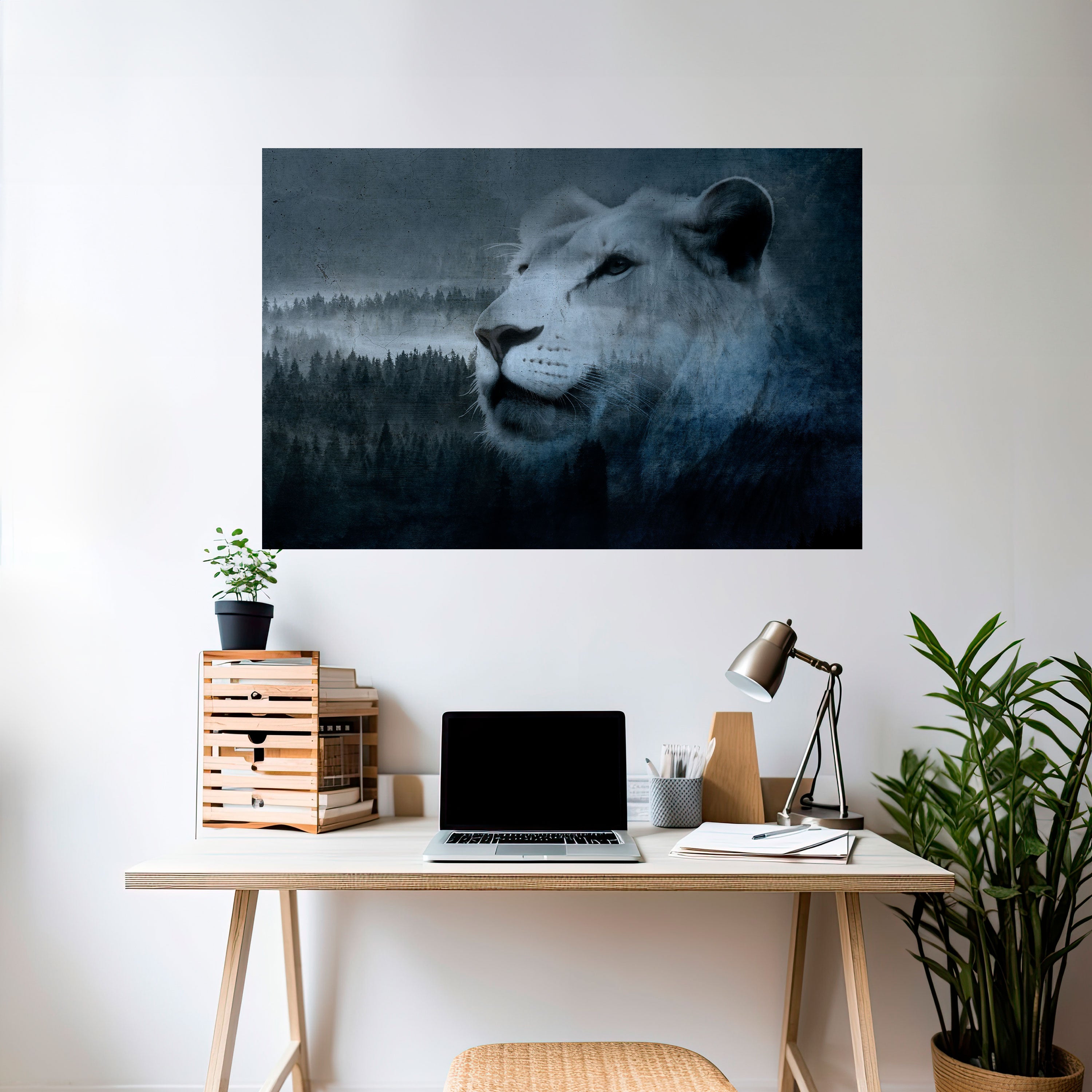 LION'S HARMONY IN BLUE Naklejka/Plakat poziomy