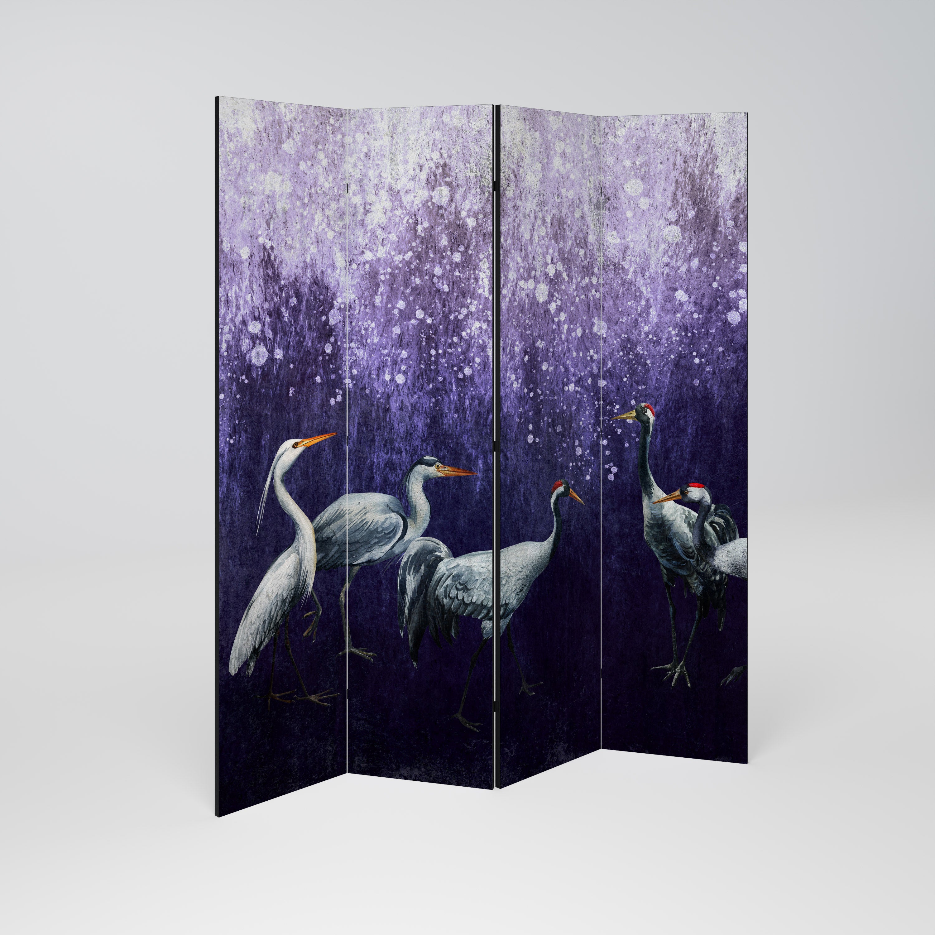 MYSTICAL CRANE GATHERING Dekoracyjny parawan 4-skrzydłowy