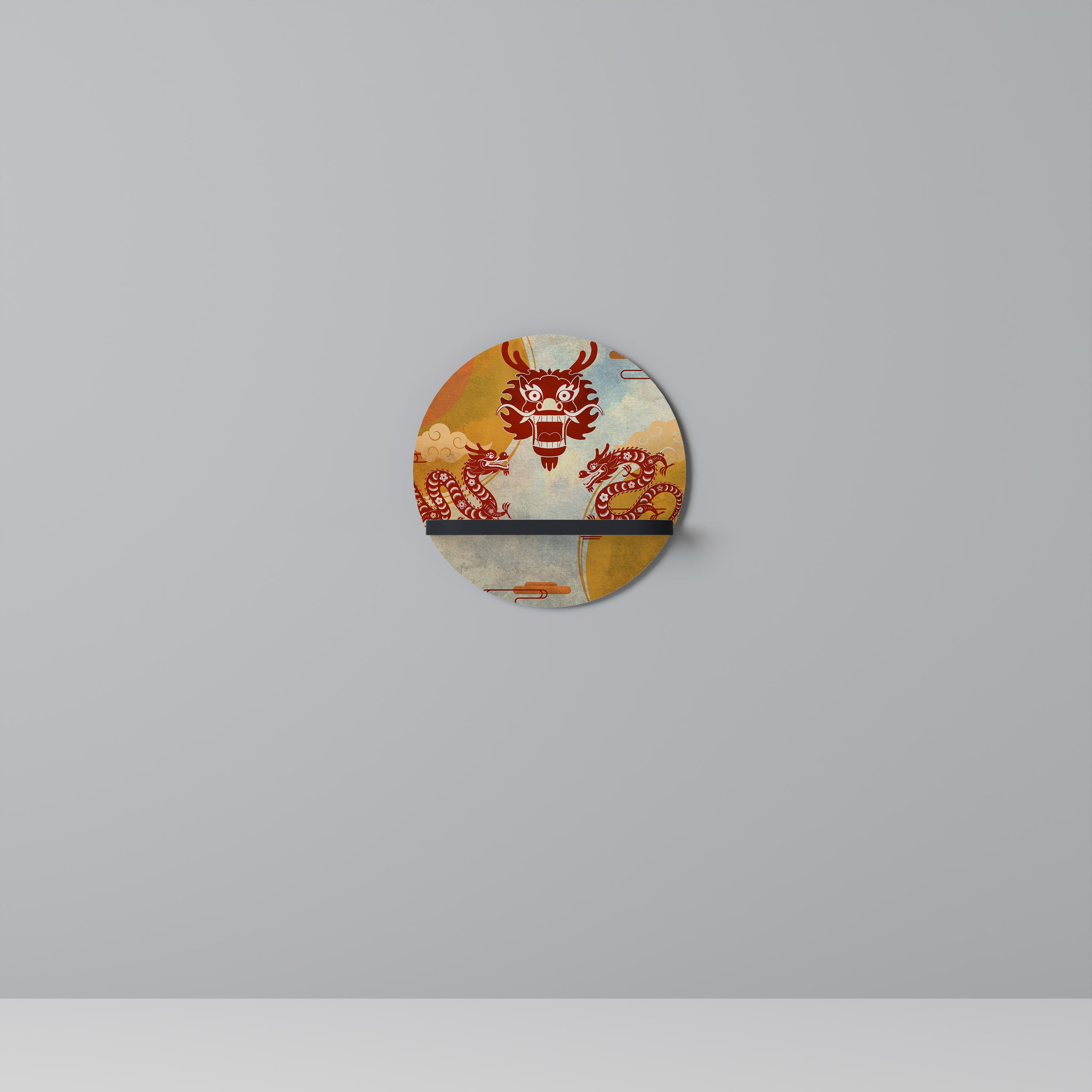 MYSTICAL DRAGON Półka okrągła Czarna