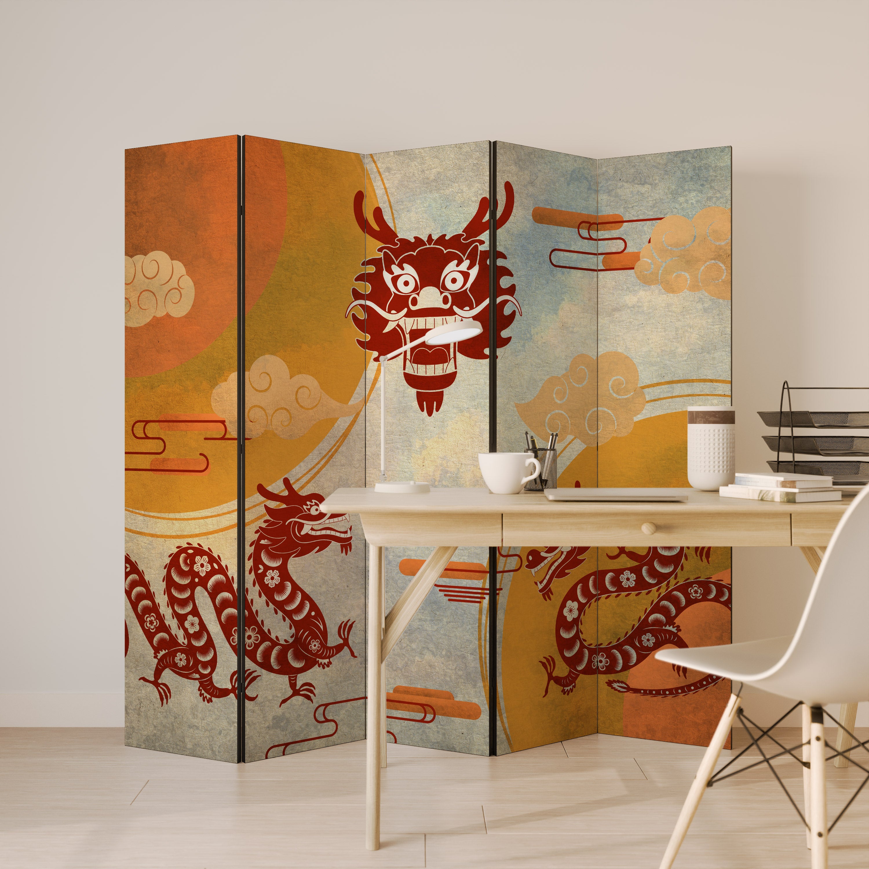 MYSTICAL DRAGON Dekoracyjny parawan 5-skrzydłowy