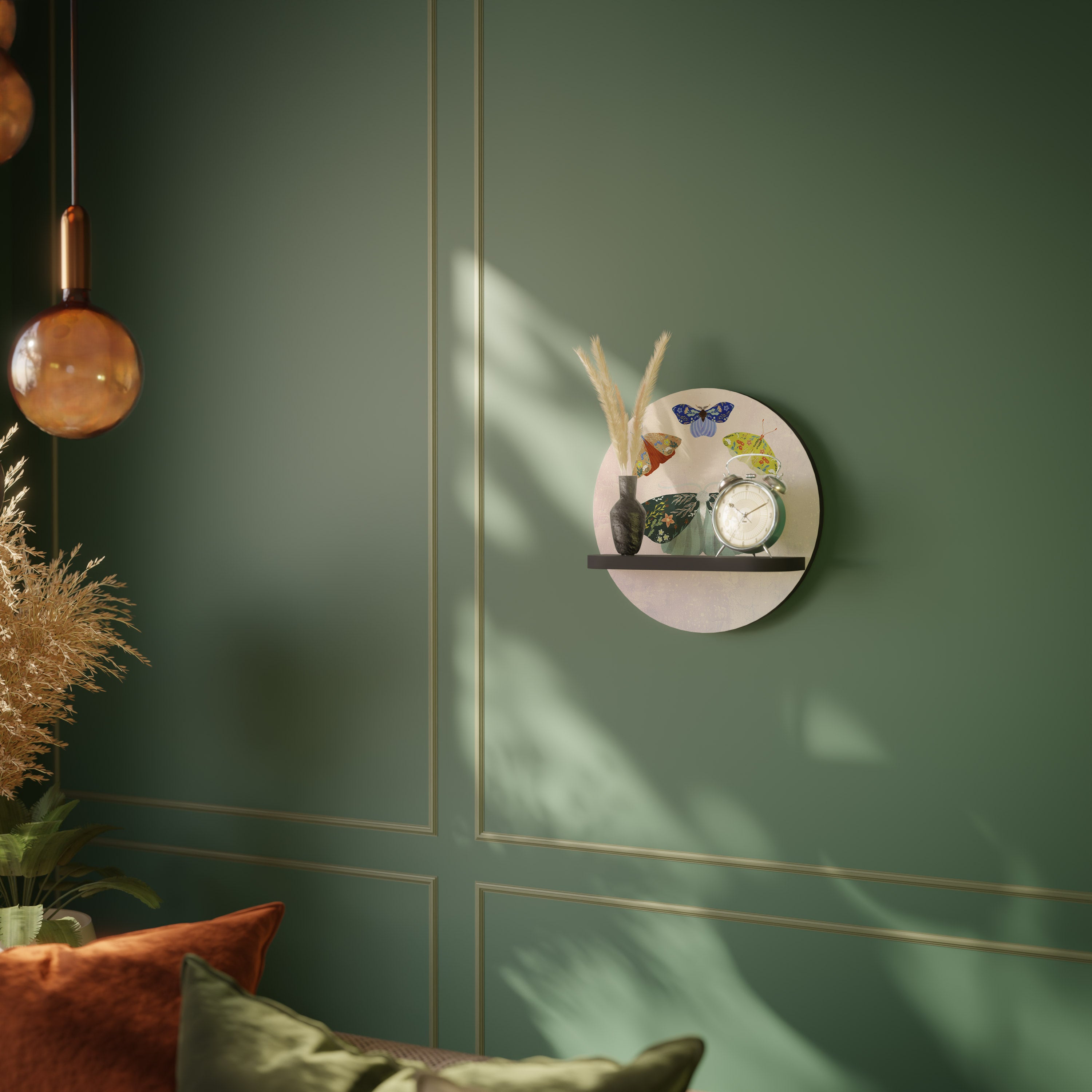 MOTH INTO THE LIGHT Półka okrągła Czarna