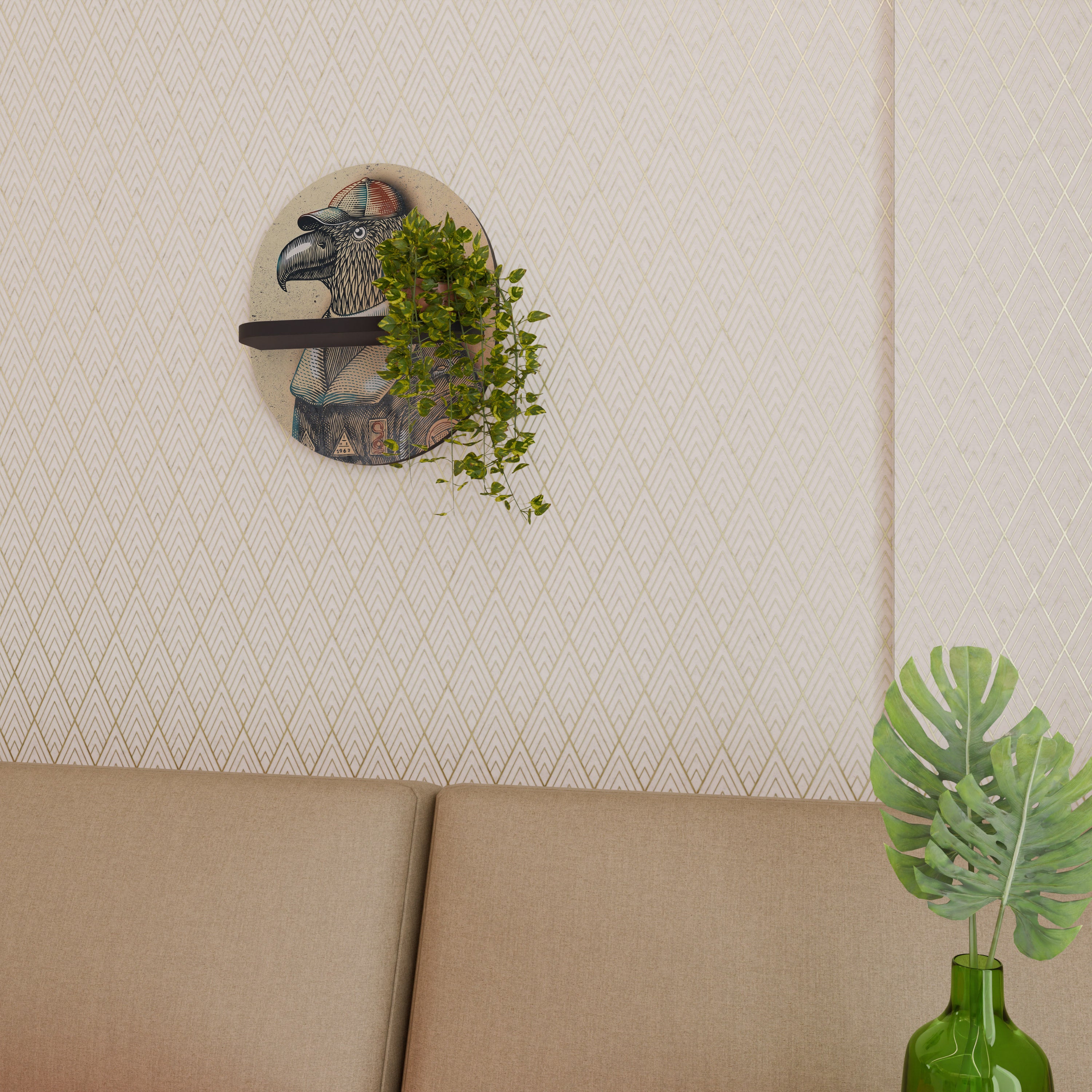 FEATHERED FASHIONISTA Półka owalna Czarna