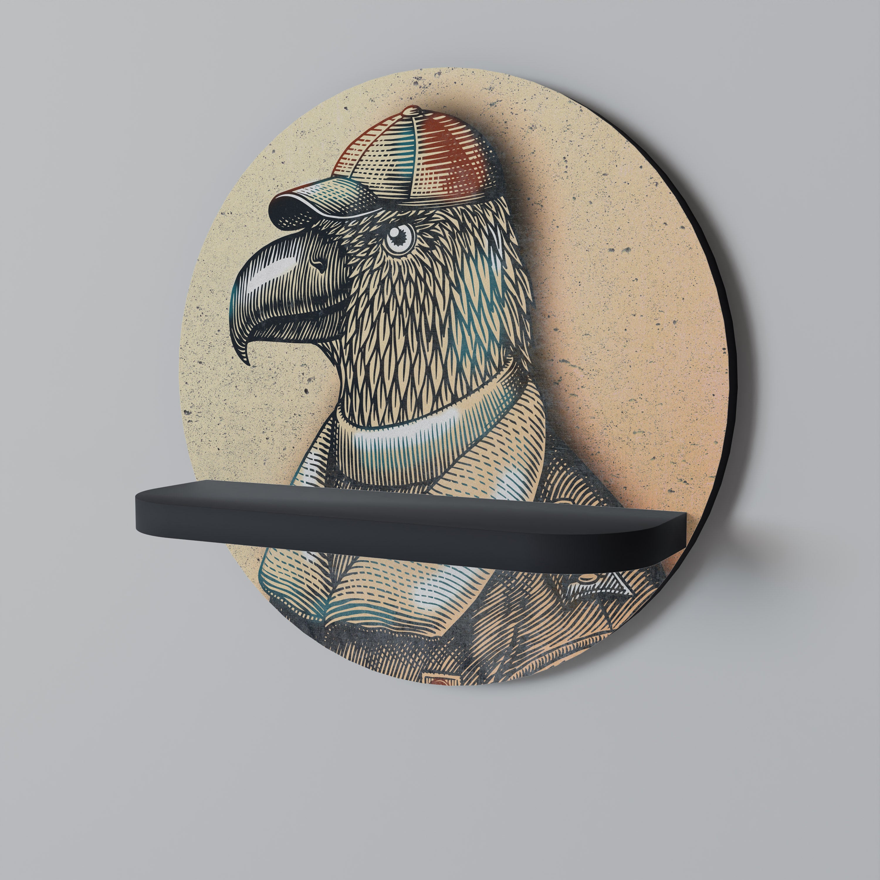 FEATHERED FASHIONISTA Półka okrągła Czarna