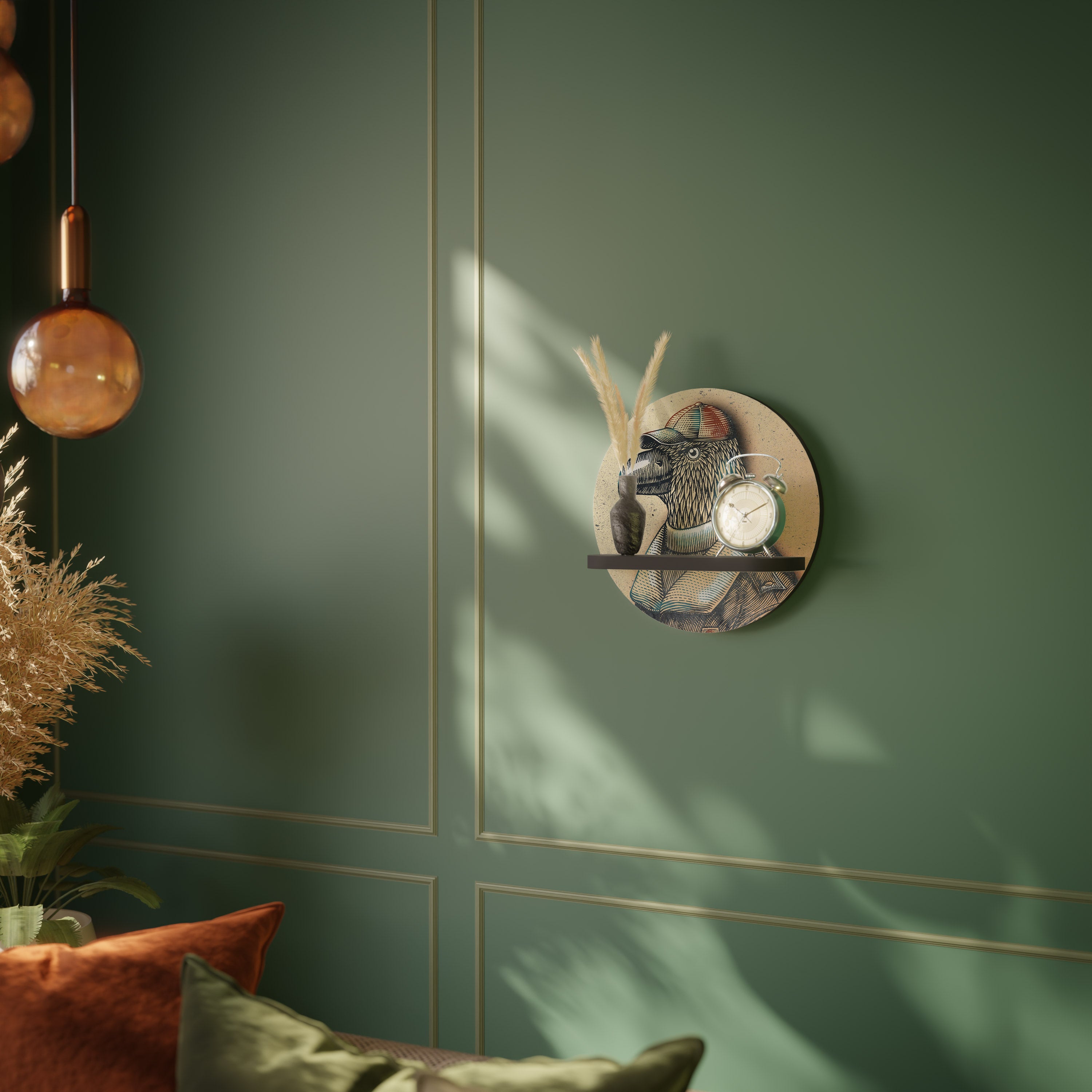 FEATHERED FASHIONISTA Półka okrągła Czarna