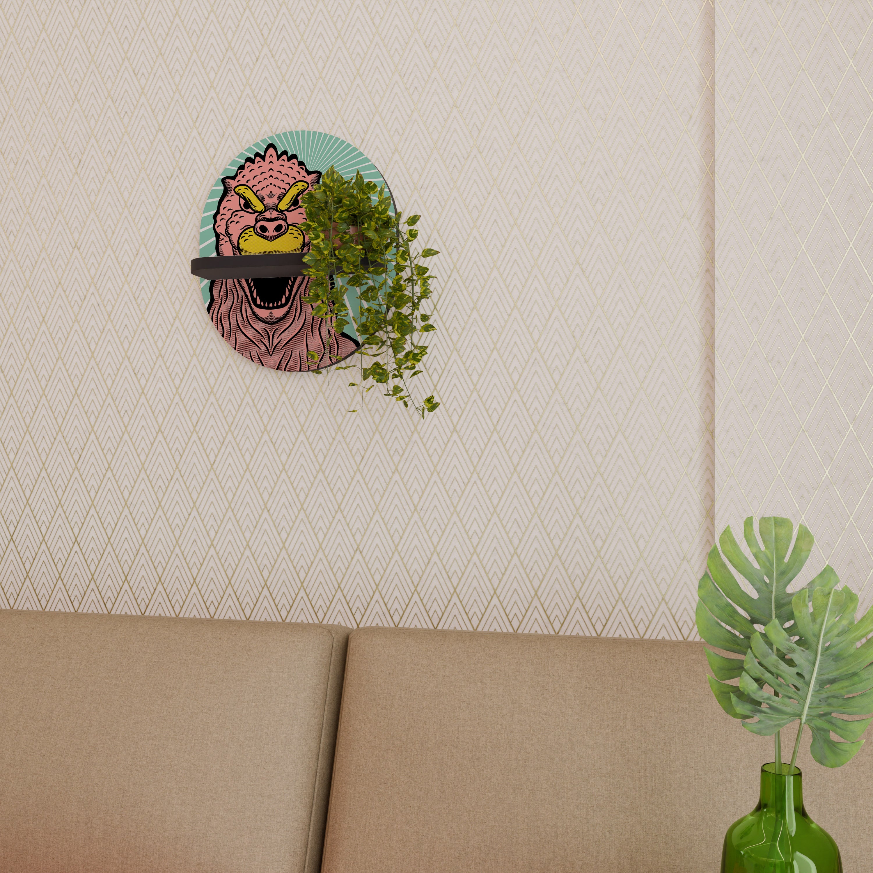 GODZILLA WELCOME Półka owalna Czarna