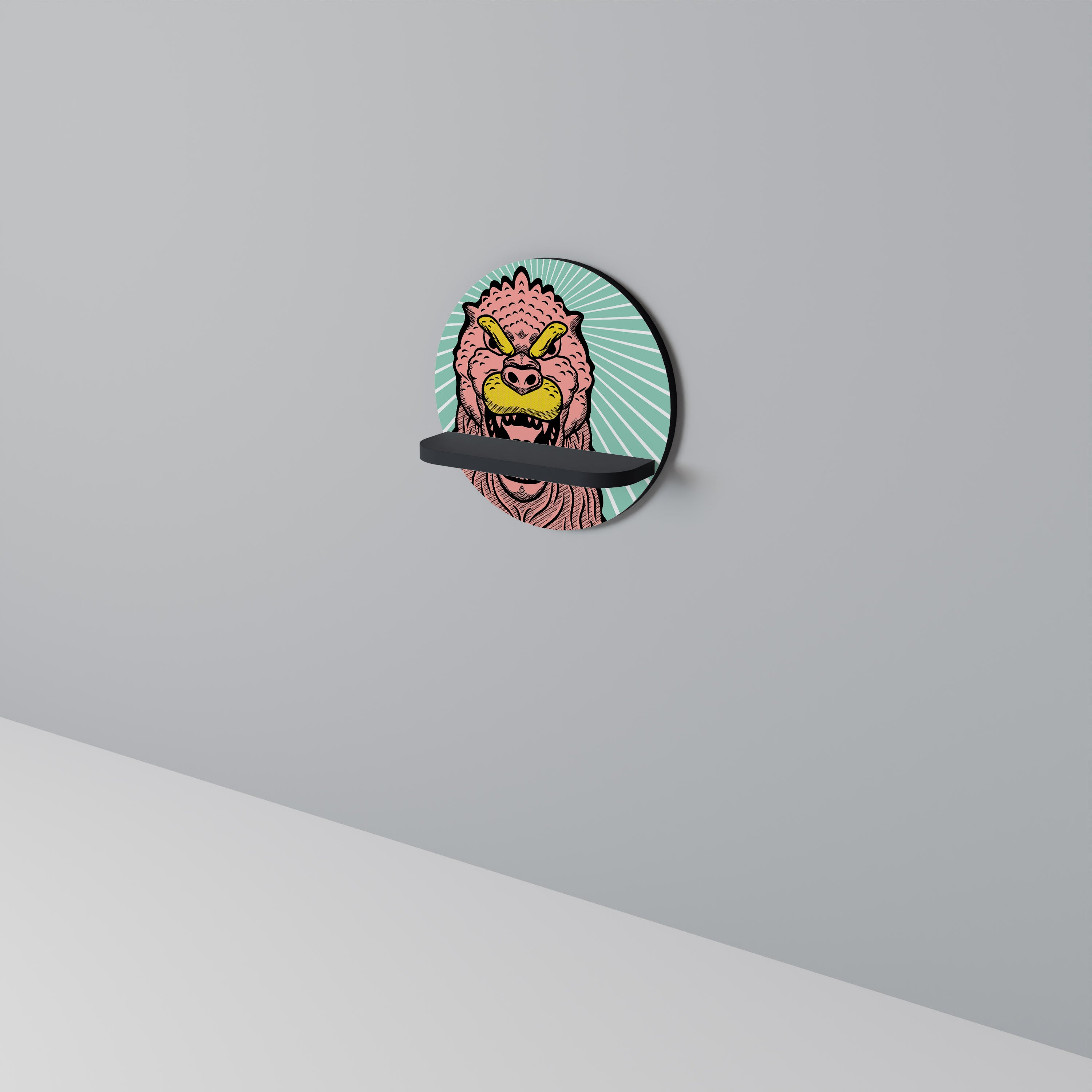 GODZILLA WELCOME Półka okrągła Czarna