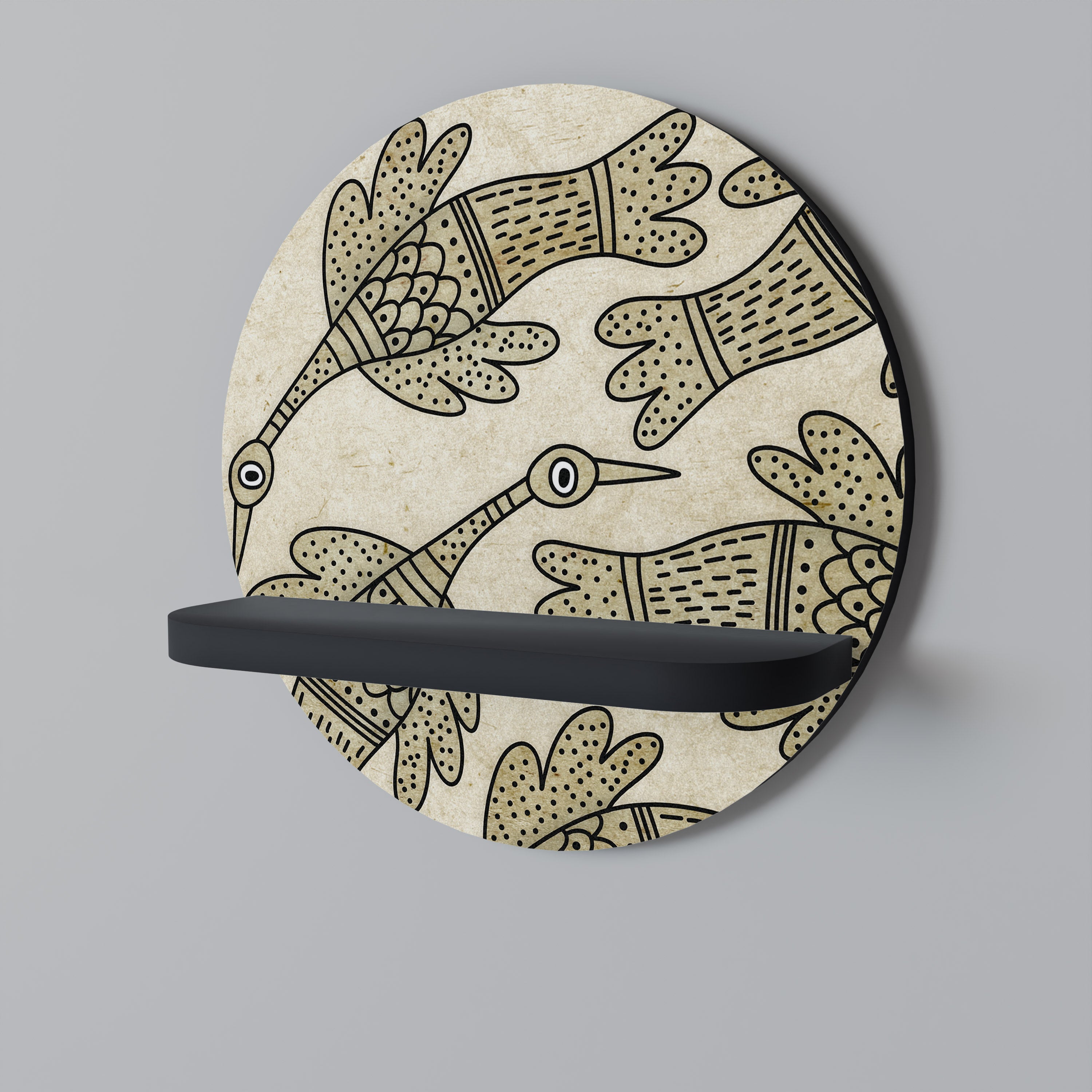 ALMONDINE SONGBIRD Półka okrągła Czarna