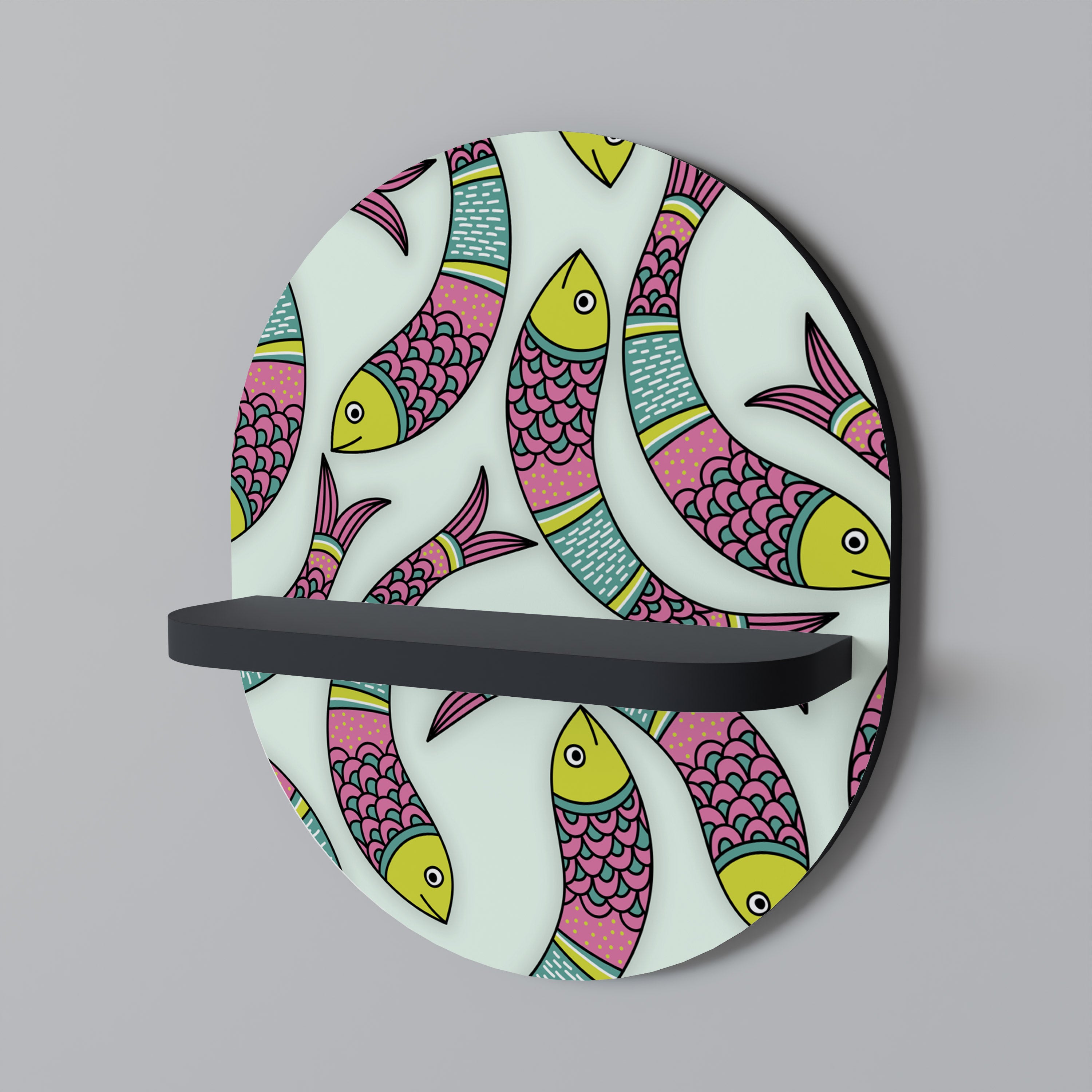 INDIAN FISH Półka owalna Czarna