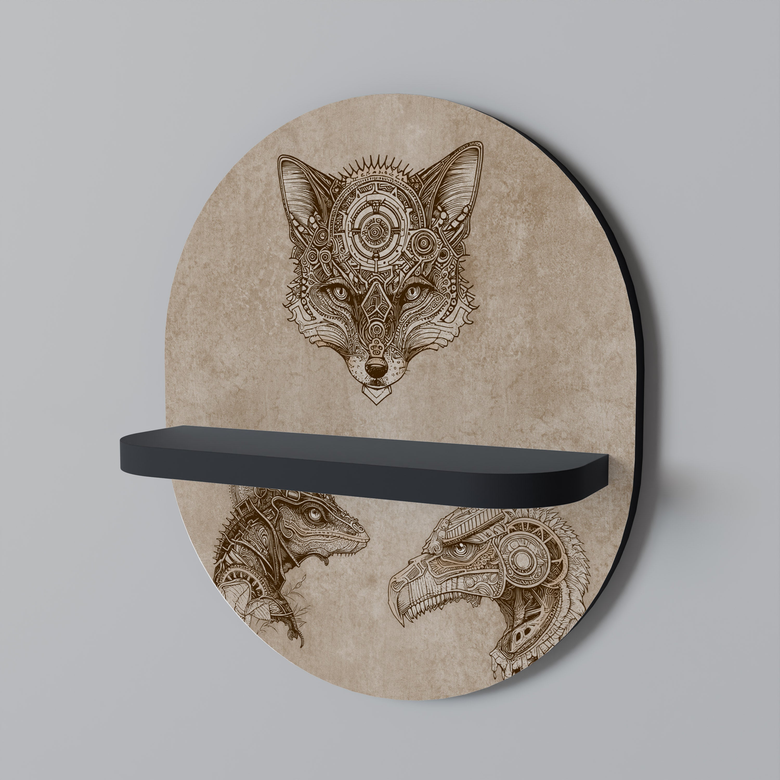 STEAMPUNK TRIO Półka owalna Czarna