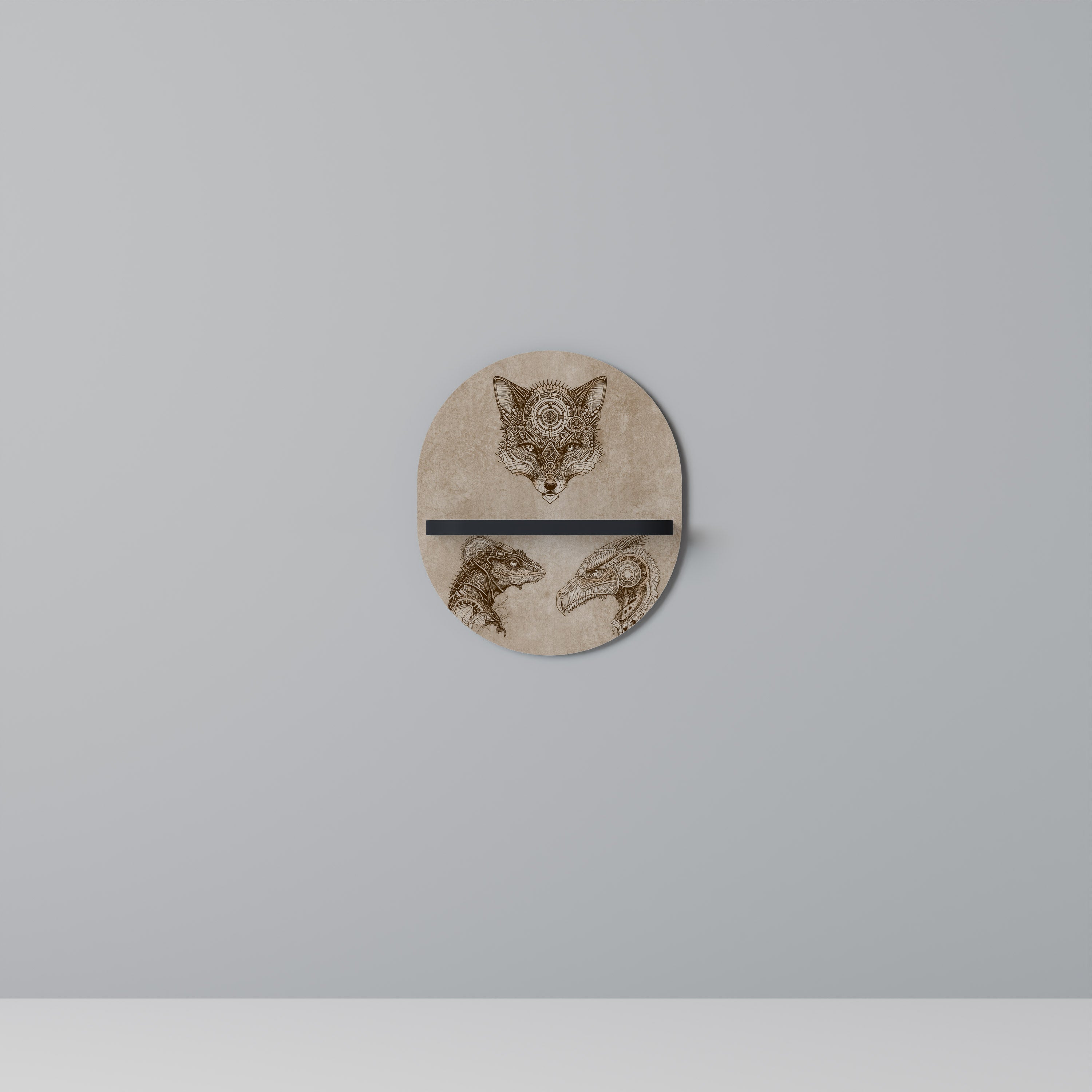 STEAMPUNK TRIO Półka owalna Czarna