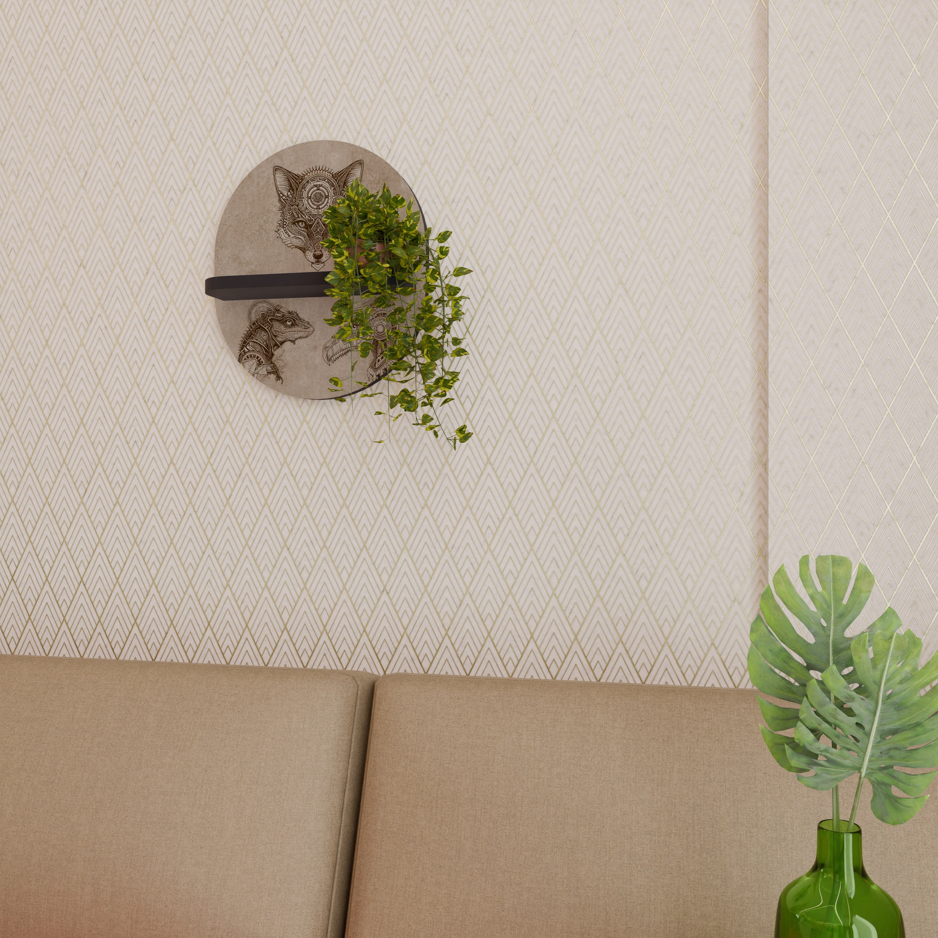 STEAMPUNK TRIO Półka owalna Czarna