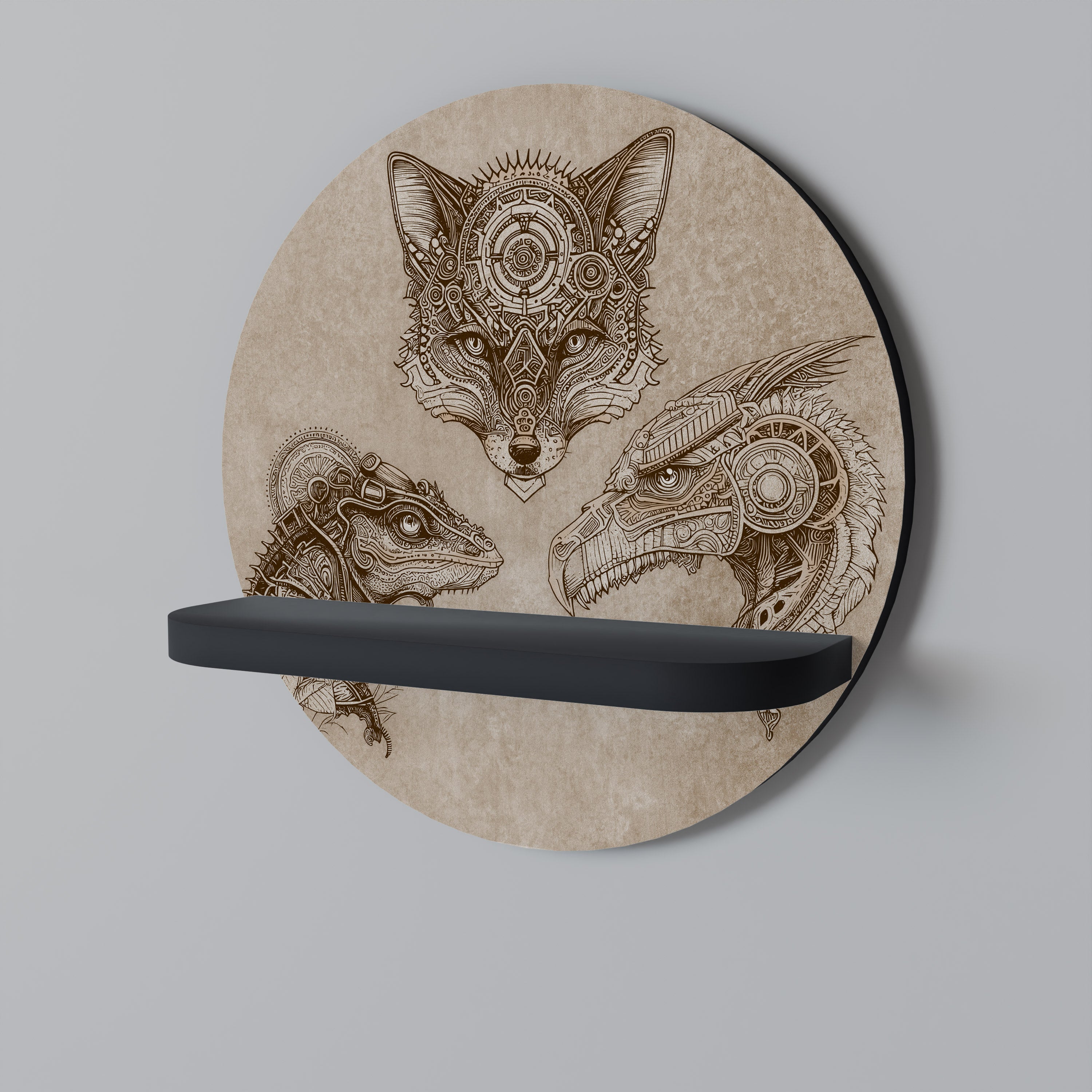 STEAMPUNK TRIO Półka okrągła Czarna