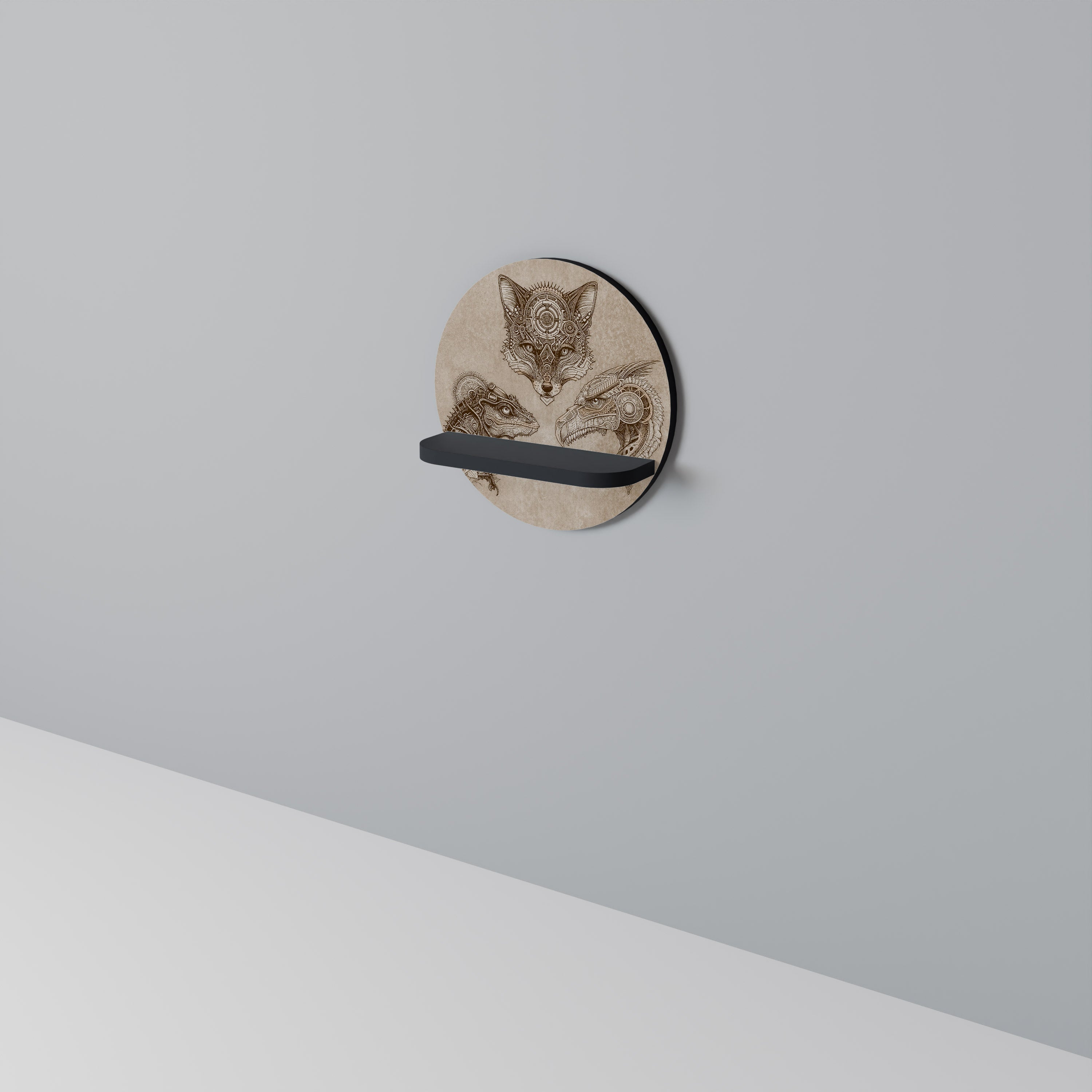 STEAMPUNK TRIO Półka okrągła Czarna