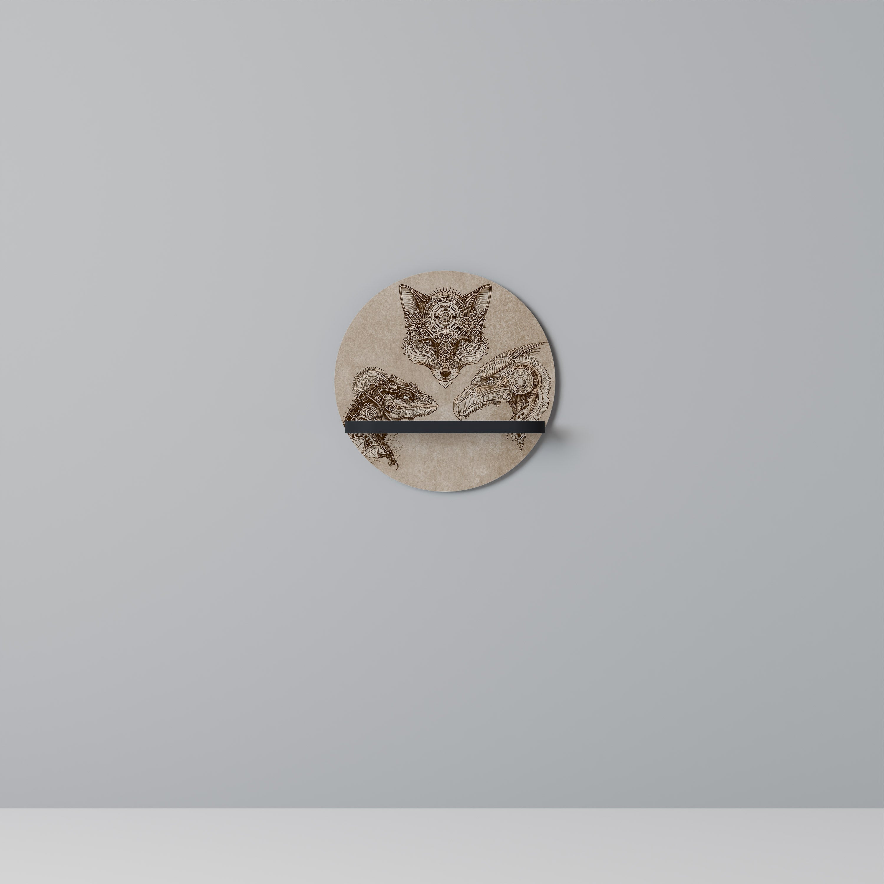 STEAMPUNK TRIO Półka okrągła Czarna