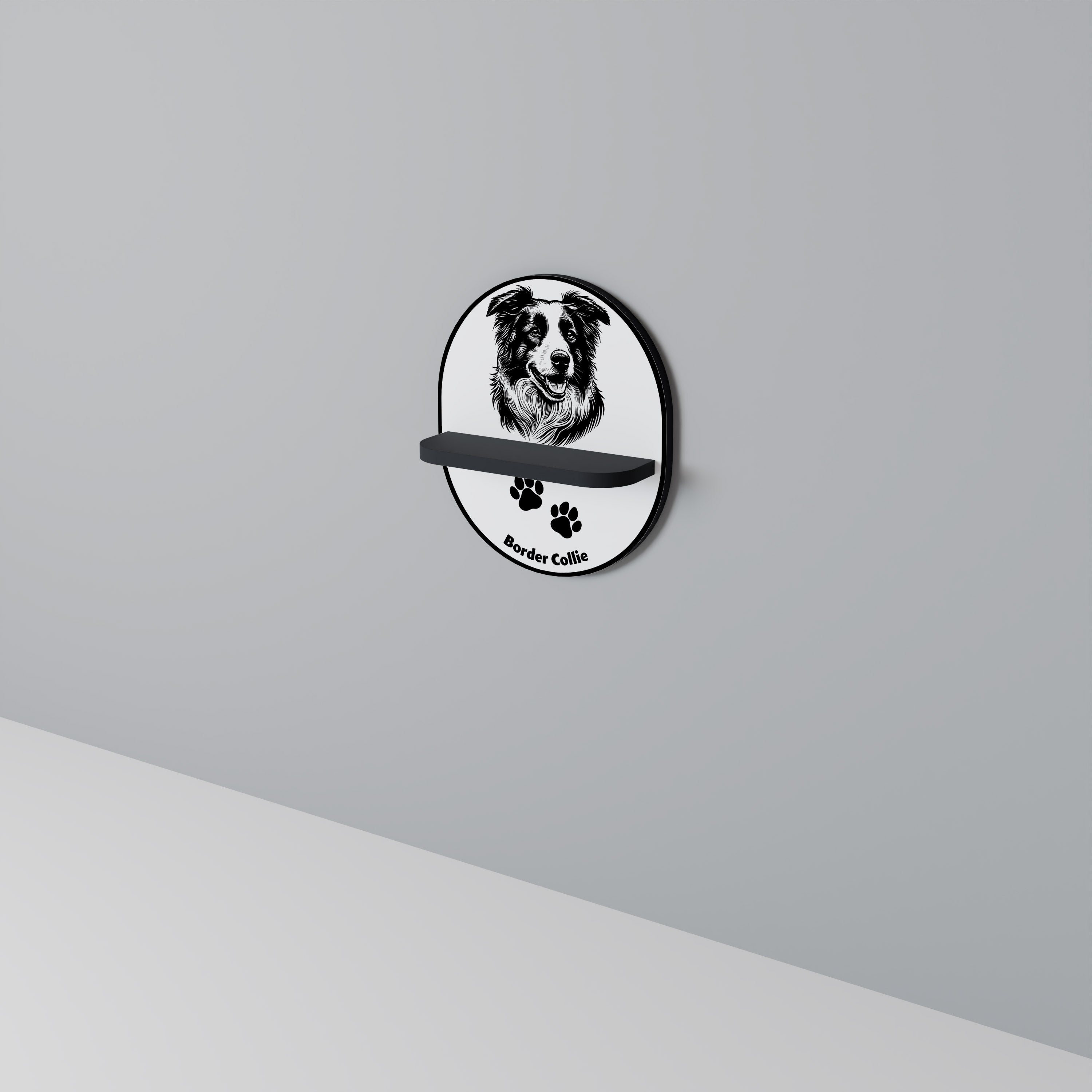BORDER COLLIE Półka owalna Czarna