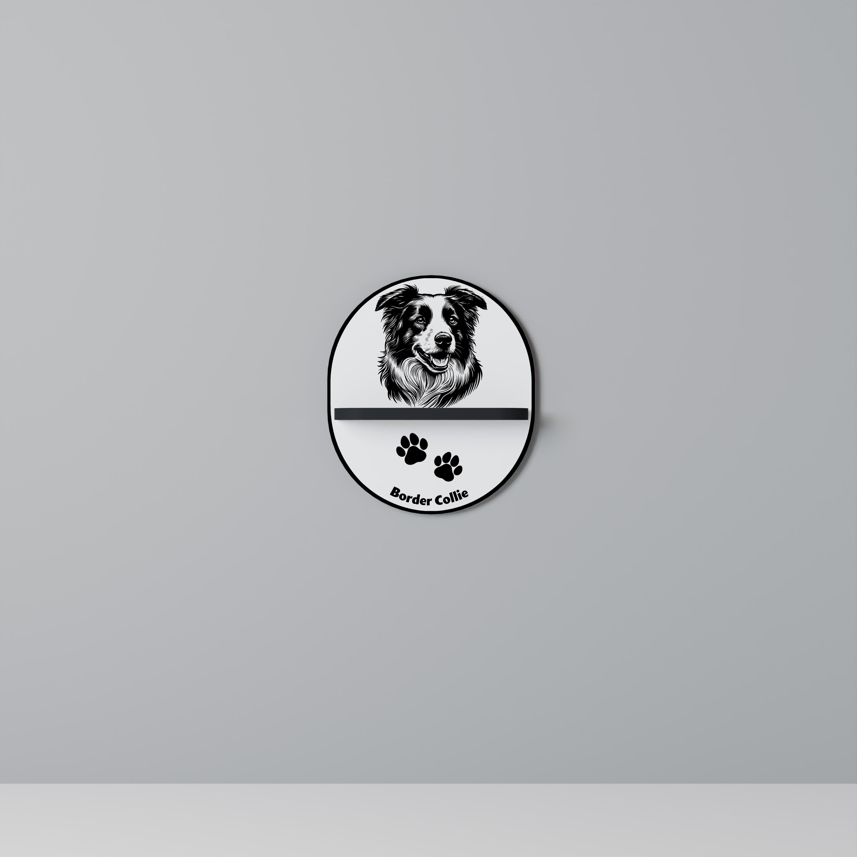 BORDER COLLIE Półka owalna Czarna