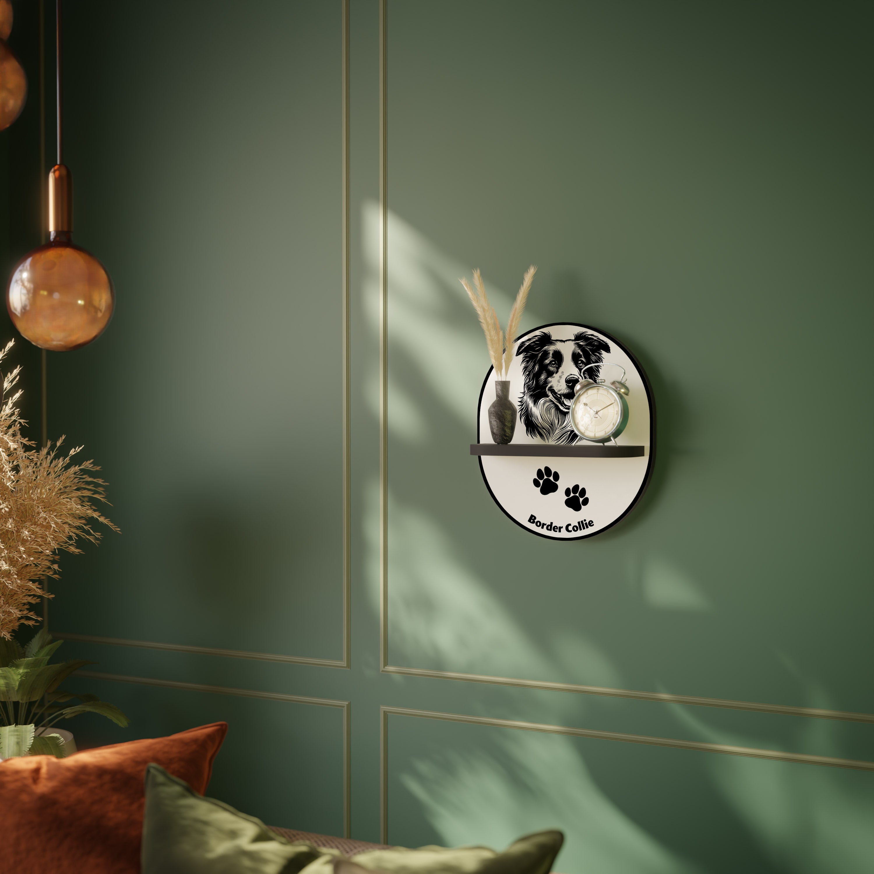 BORDER COLLIE Półka owalna Czarna