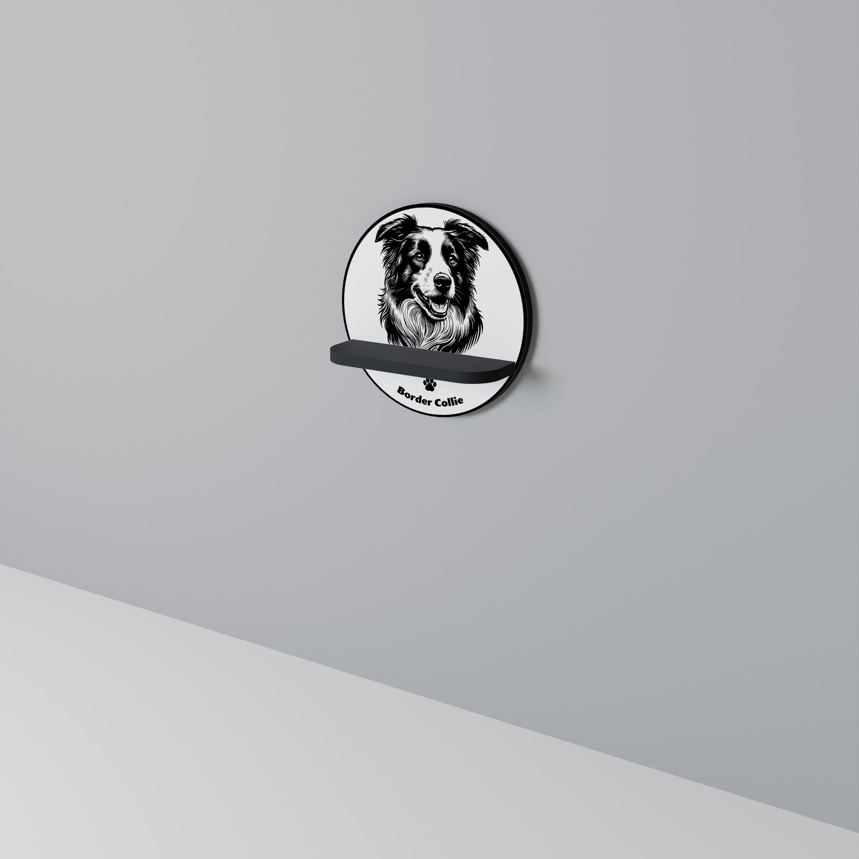 BORDER COLLIE Półka okrągła Czarna