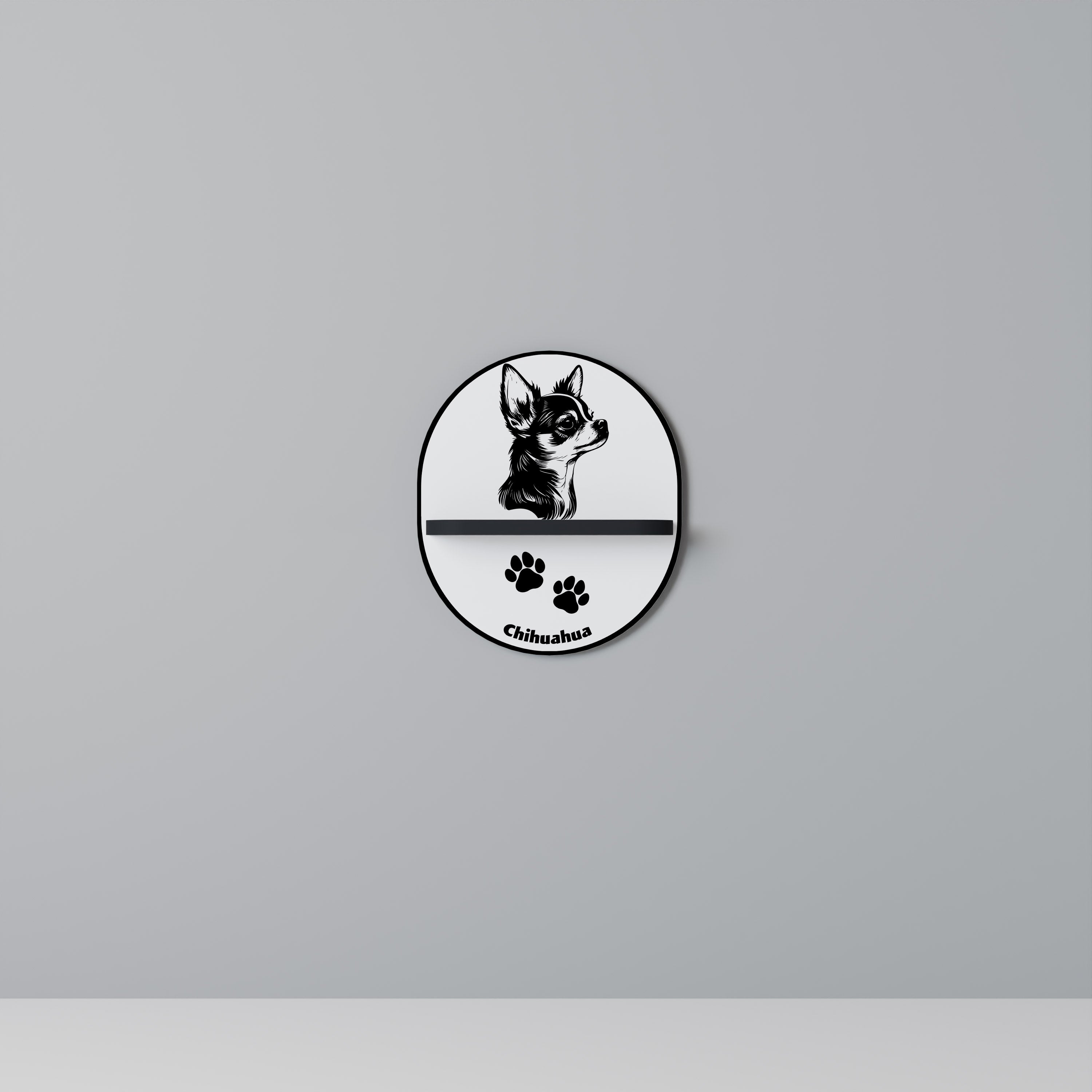 CHIHUAHUA DOG Półka owalna Czarna