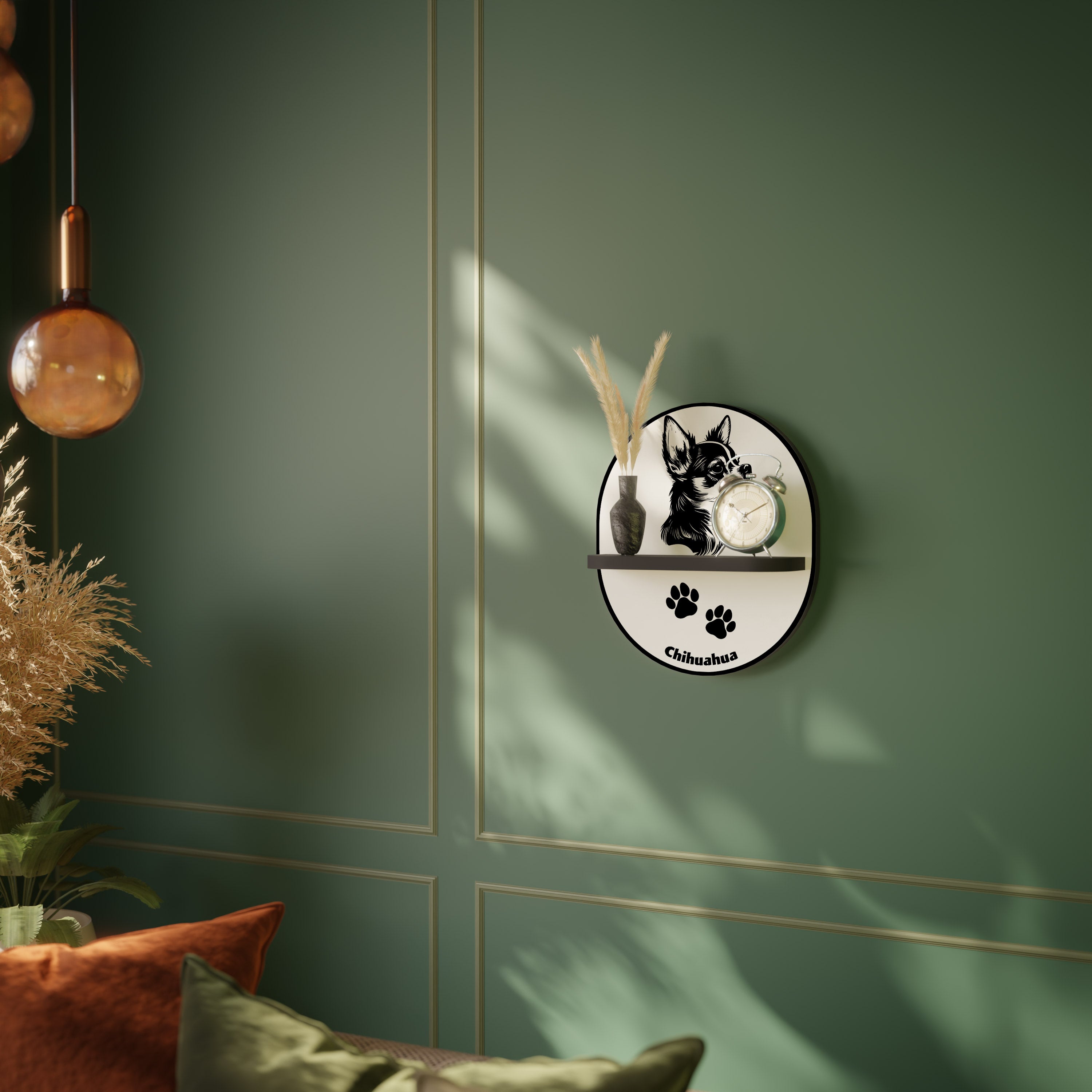 CHIHUAHUA DOG Półka owalna Czarna