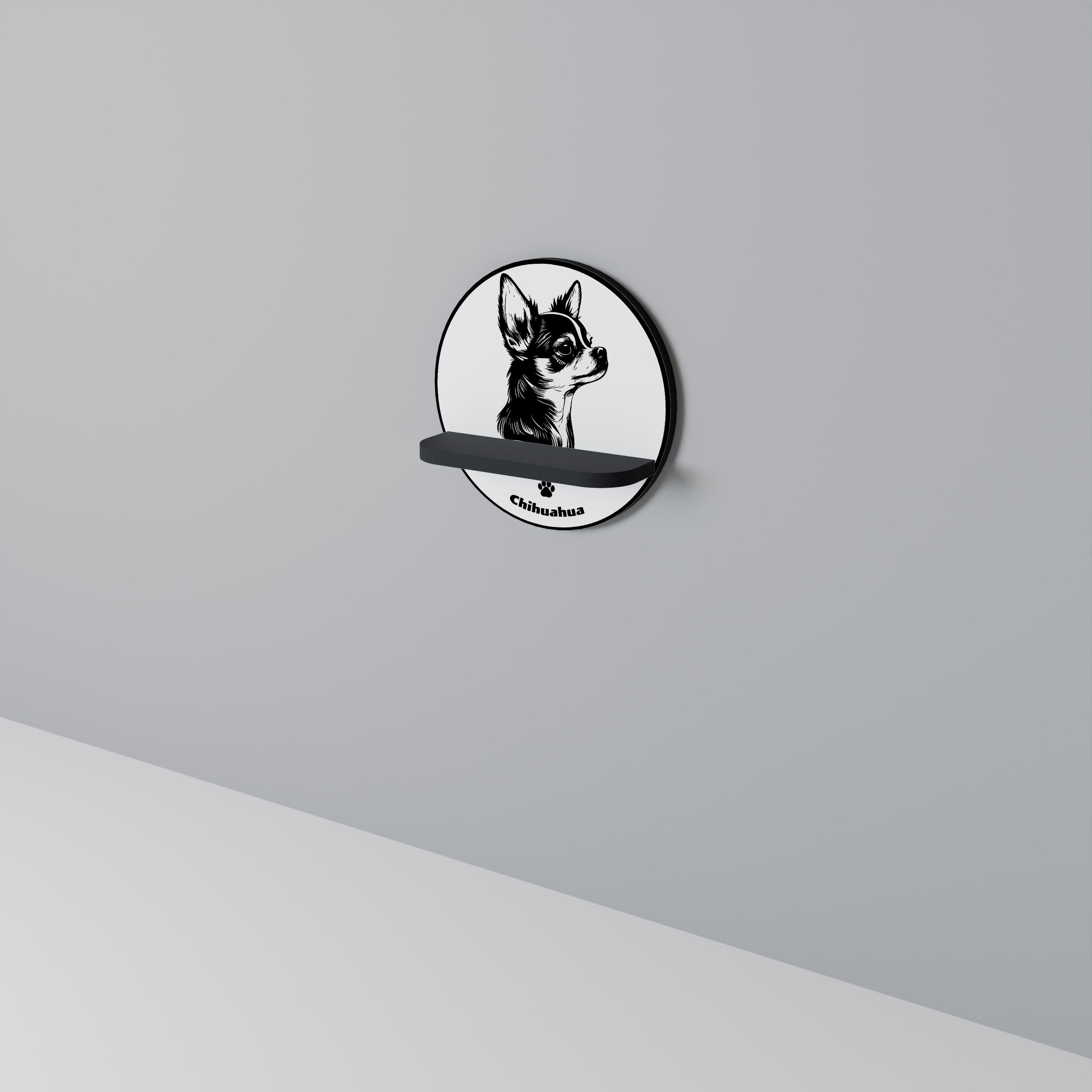 CHIHUAHUA DOG Półka okrągła Czarna