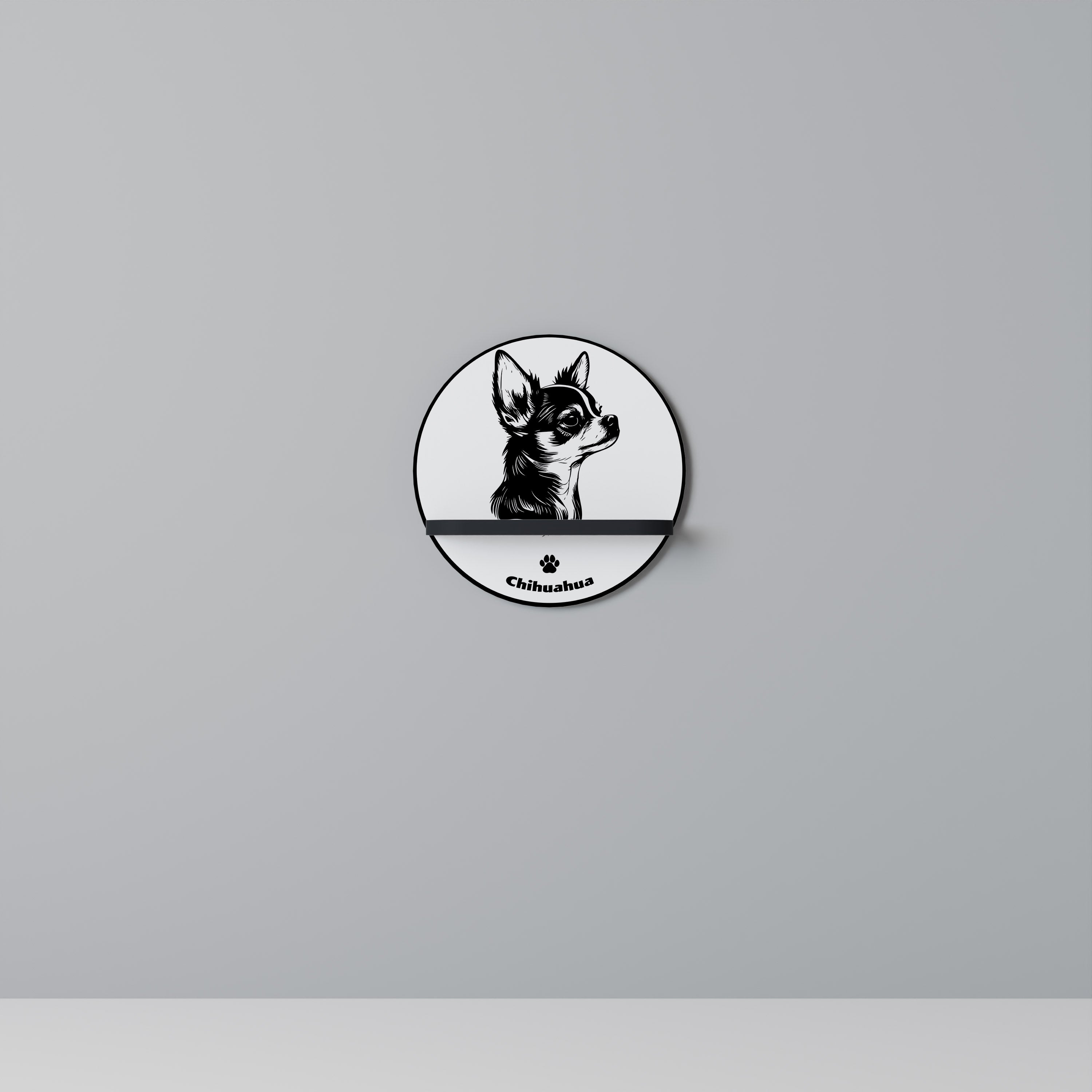 CHIHUAHUA DOG Półka okrągła Czarna