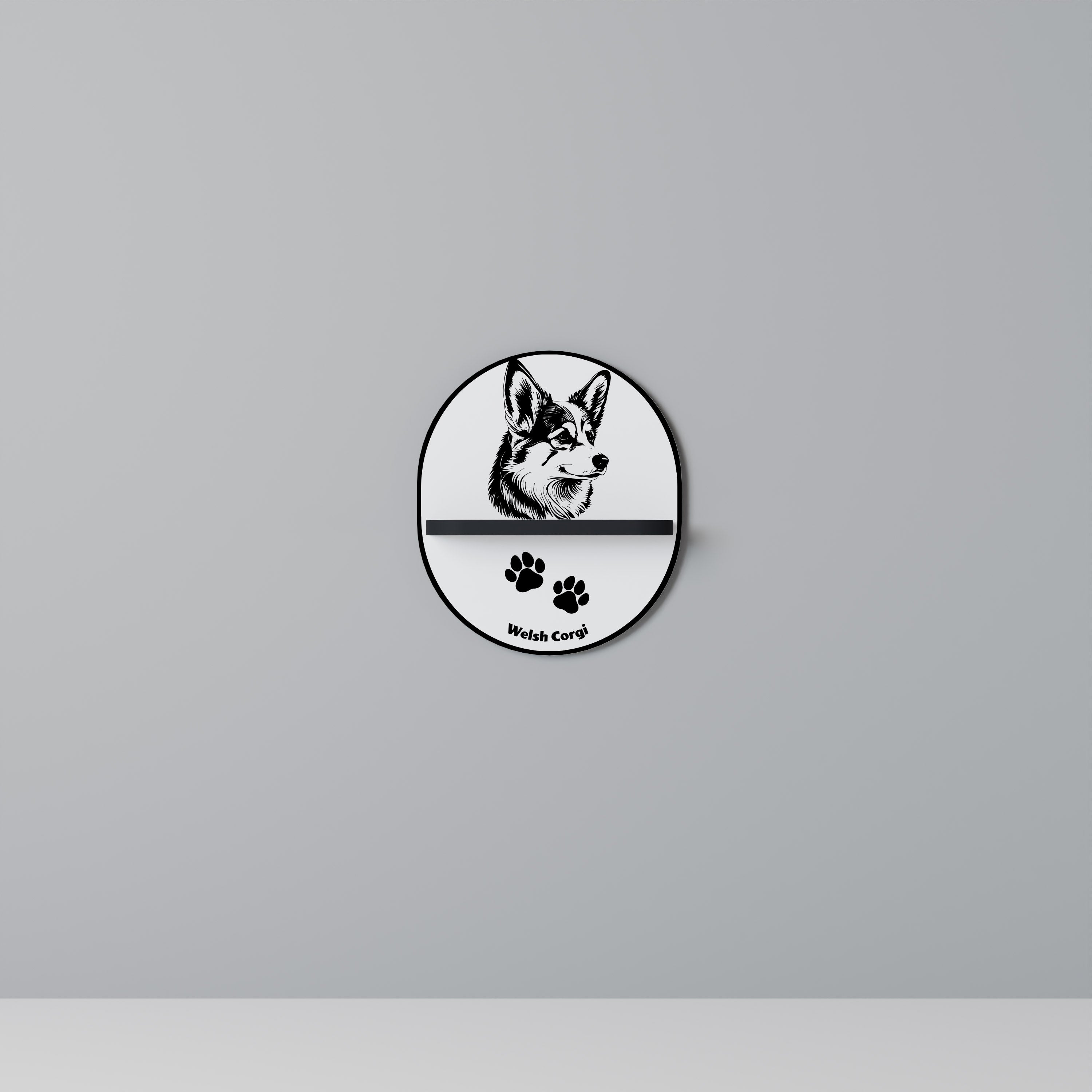 WELSH CORGI PEMBROKE Półka owalna Czarna