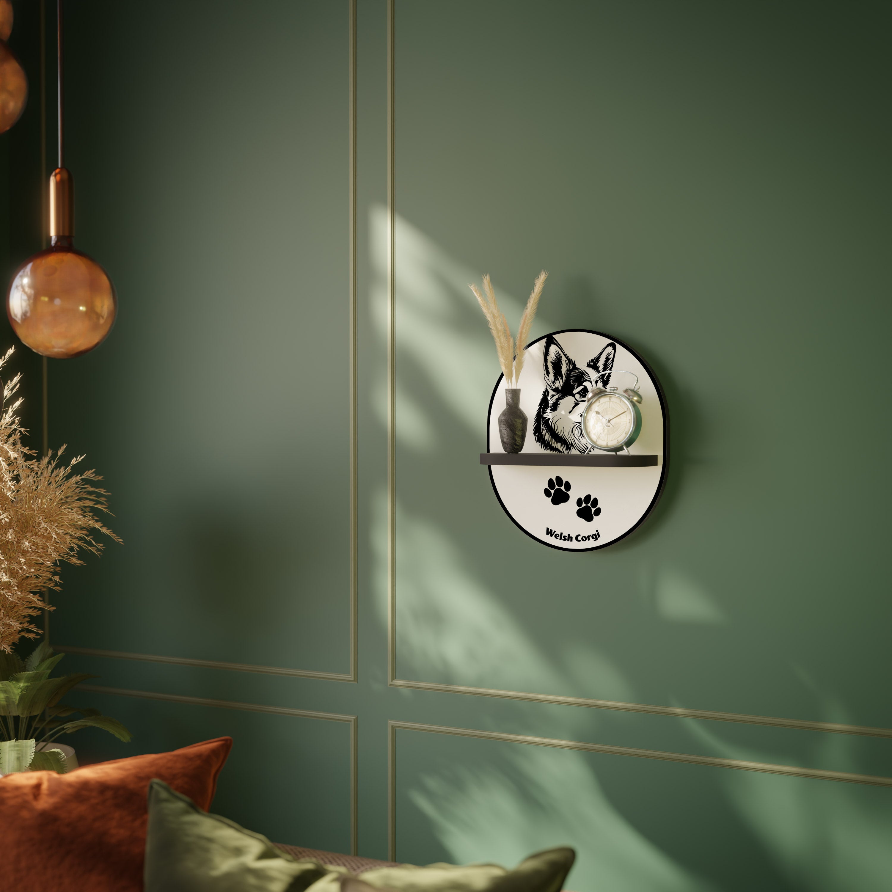 WELSH CORGI PEMBROKE Półka owalna Czarna